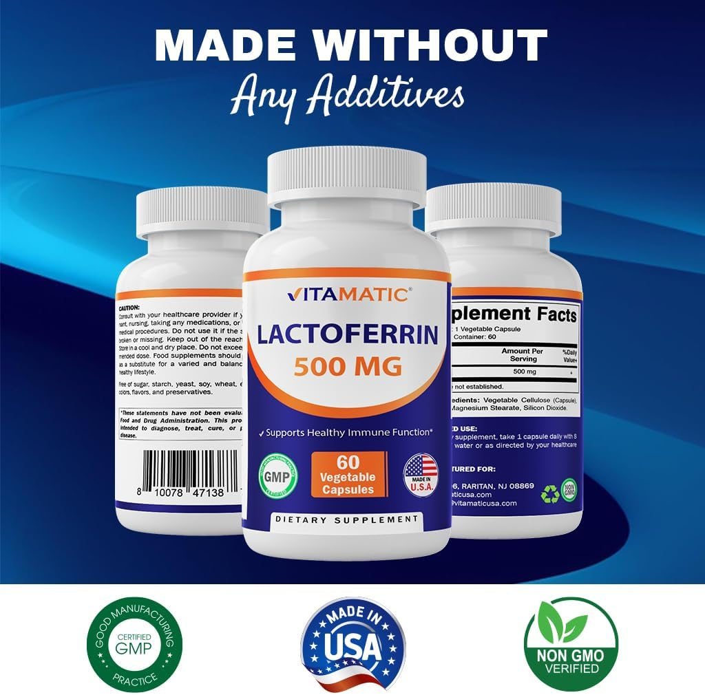 Vitamatic Lactoferrin 500Mg, 60 Vegetable Capsules - Promotes Healthy Immune Function* image number 3