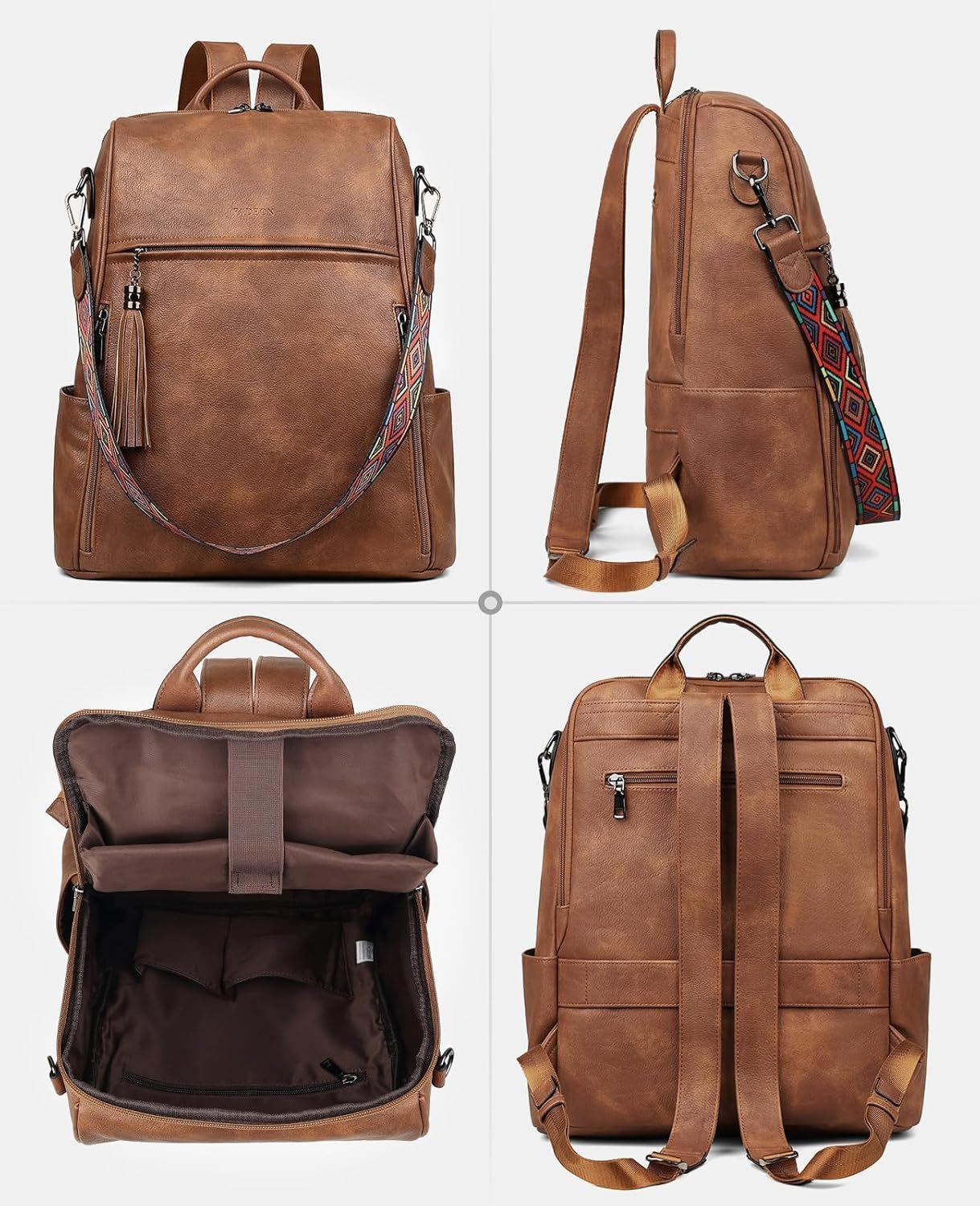 FADEON Womens Backpack Purse Large Designer PU Leather Laptop Backpacks, Ladies Computer Shoulder Bags image number 5