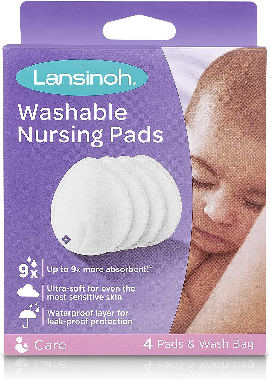 Lansinoh Washable Nursing Pads, Teardrop Contoured Bamboo Viscose Pad, Reusable Breast Pads for Every Day and Night Use for Breastfeeding Mums, (Pack of 4) image number 5