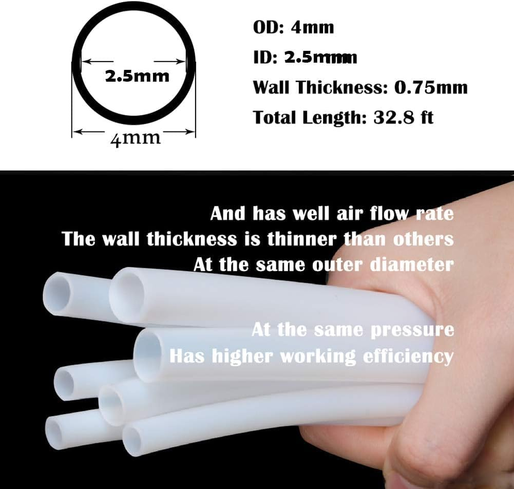 10M Pneumatic Tubing Pipe PU Polyurethane Tube Air Compressor Hose Line Fitting or Fluid Transfer, 4Mm OD X 2.5Mm ID without Fittings (Black 32.8Ft) image number 1