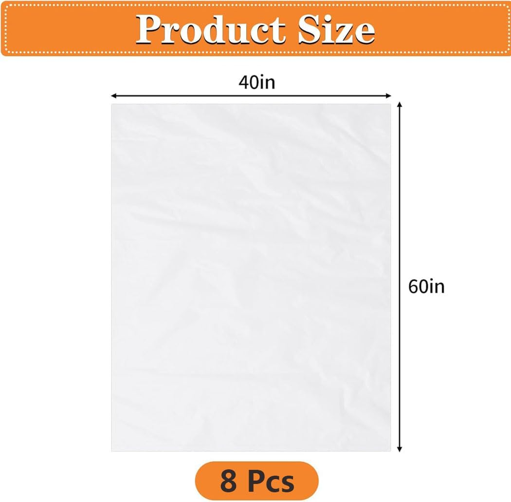 8 Pack 32X47 Inches Clear Plastic Storage Bags, Aufondof Giant Moving and Storage Bag Dustproof Large Storage Bags for Blanket Clothes and Big Plush Toys Luggage, Suitcase, Comforter, Clothes,Chair image number 1