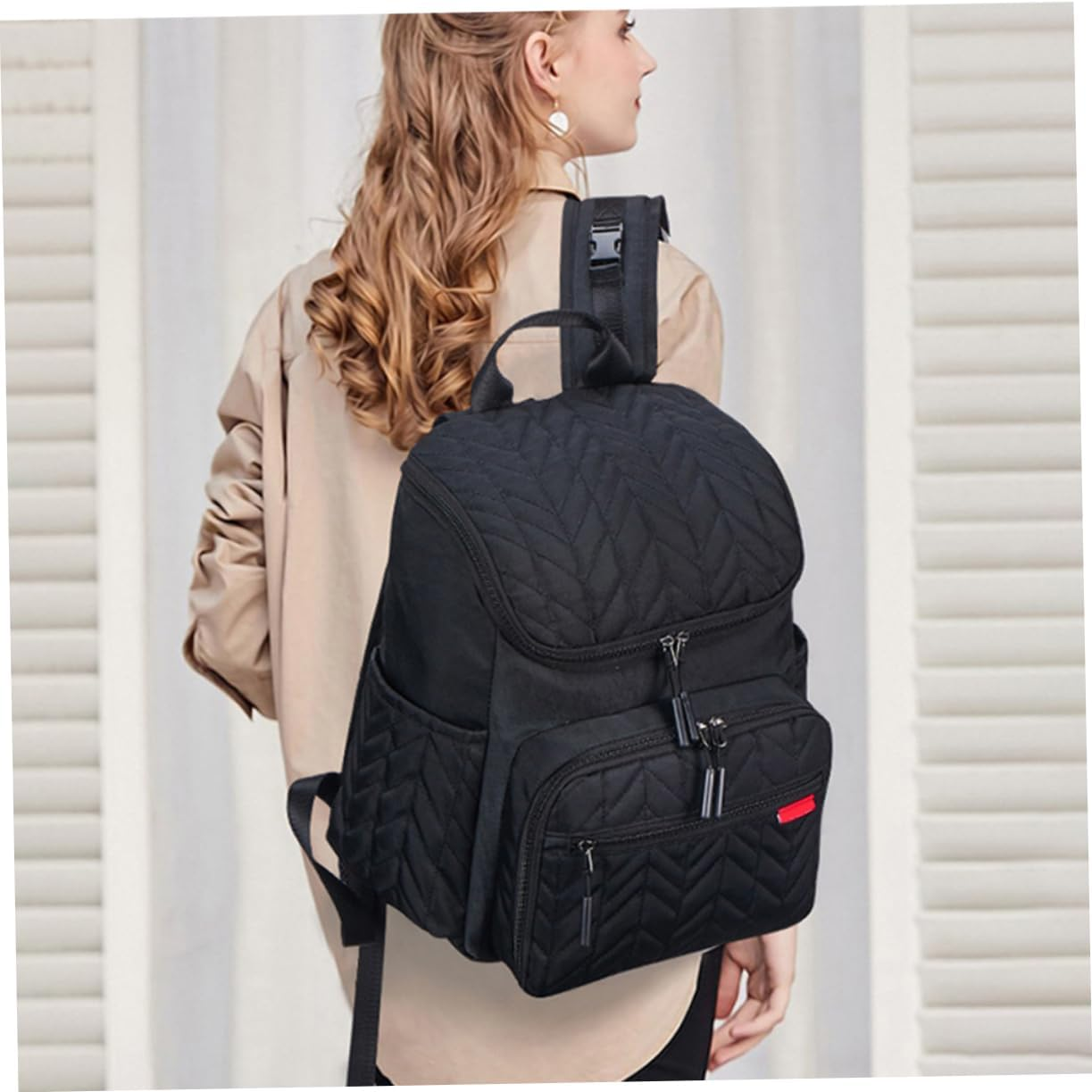 Large Capacity Diaper Bag Backpack for Mums Wet-Dry Separation, Multi-Functional Outdoor Baby Organizer Shoulder Bag for Travel and Daily Use in Classic Black image number 5