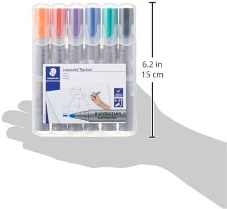 Staedtler Lumocolor Flipchart Markers with Bullet Tip, Assorted (Pack of 6) image number 6