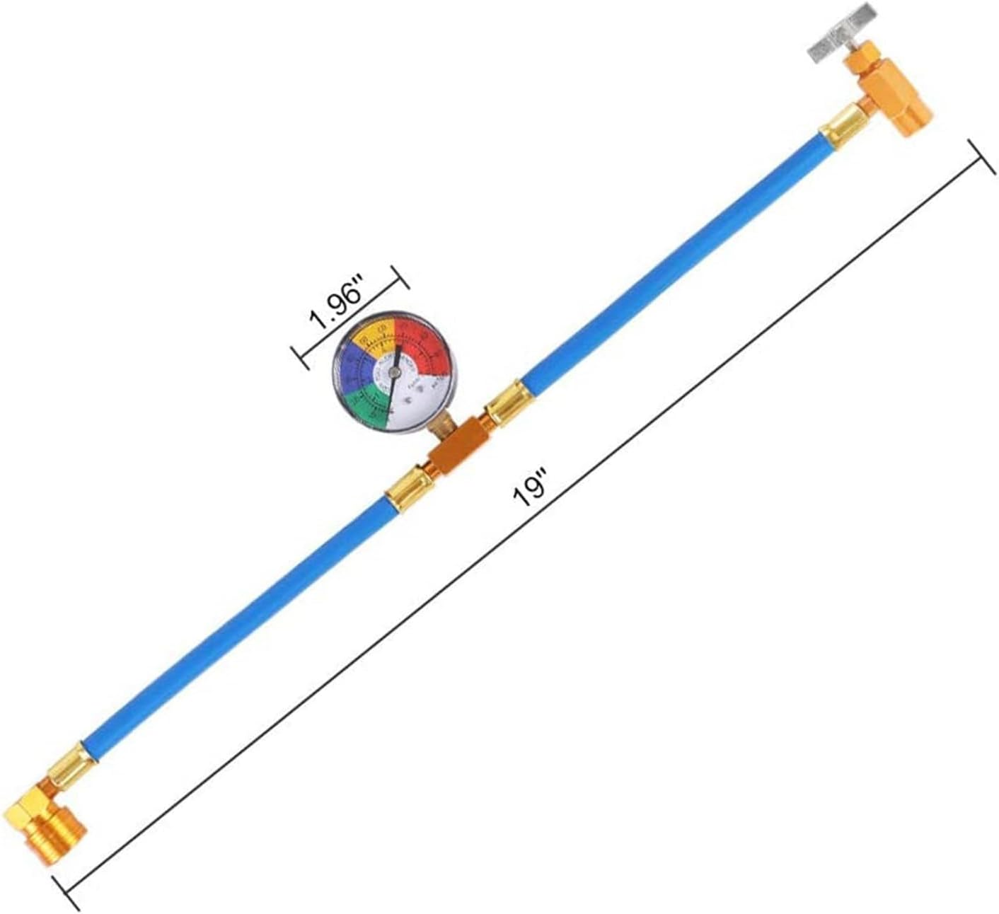 R134A AC Refrigerant Charging Hose Kit,R134A Canister with Pressure Gauge and Charging Hose with Quick Connector for Car AC Air Conditioner (Blue)