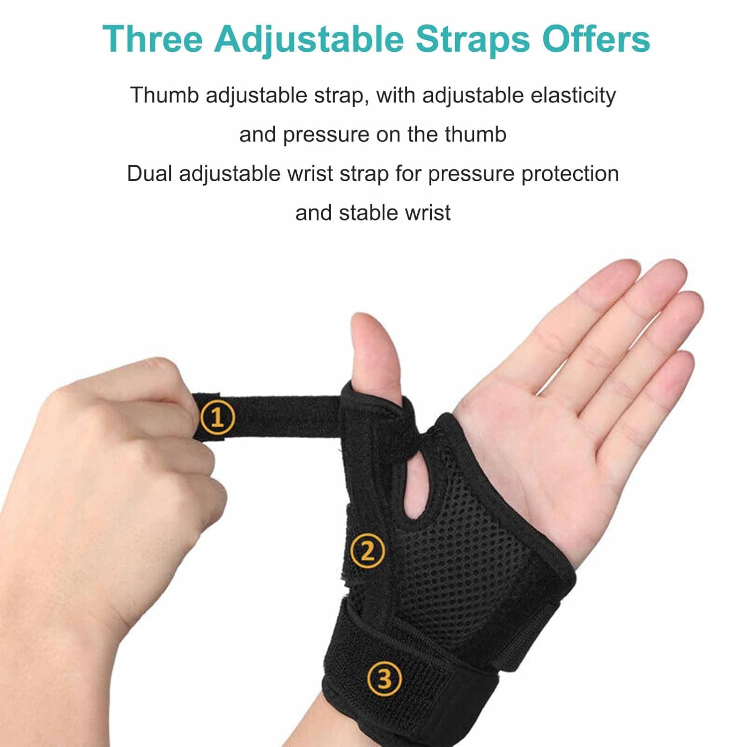 Thumb Brace with Wrist Support,Thumb Stabilizer Brace for Men and Women, Ideal for Thumb Pain, Tendonitis, Arthritis, and Sprained Wrists (Black) image number 5