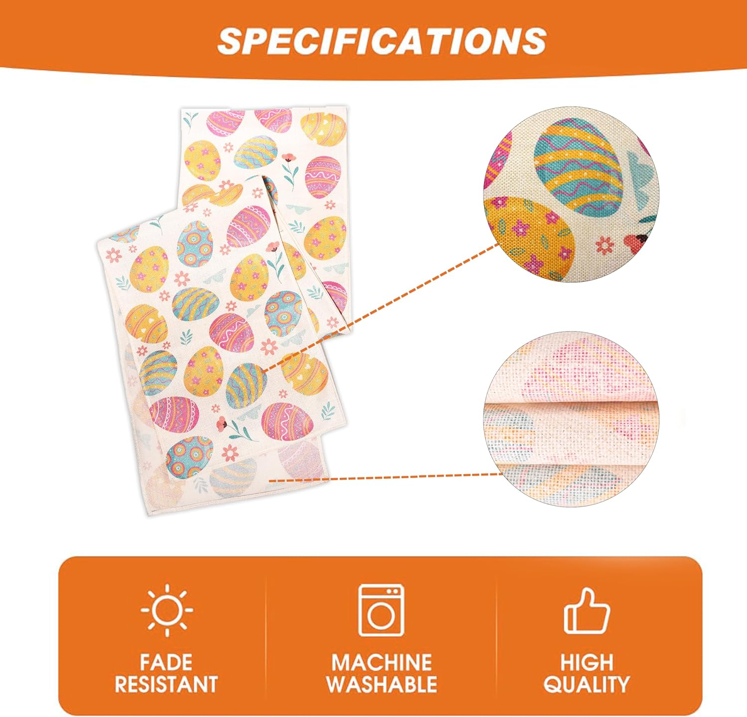 Moffris Happy Easter Egg Placemats Set of 6, 12X18 Inch Easter Spring Table Mats for Table Indoor Home Party Decor image number 6