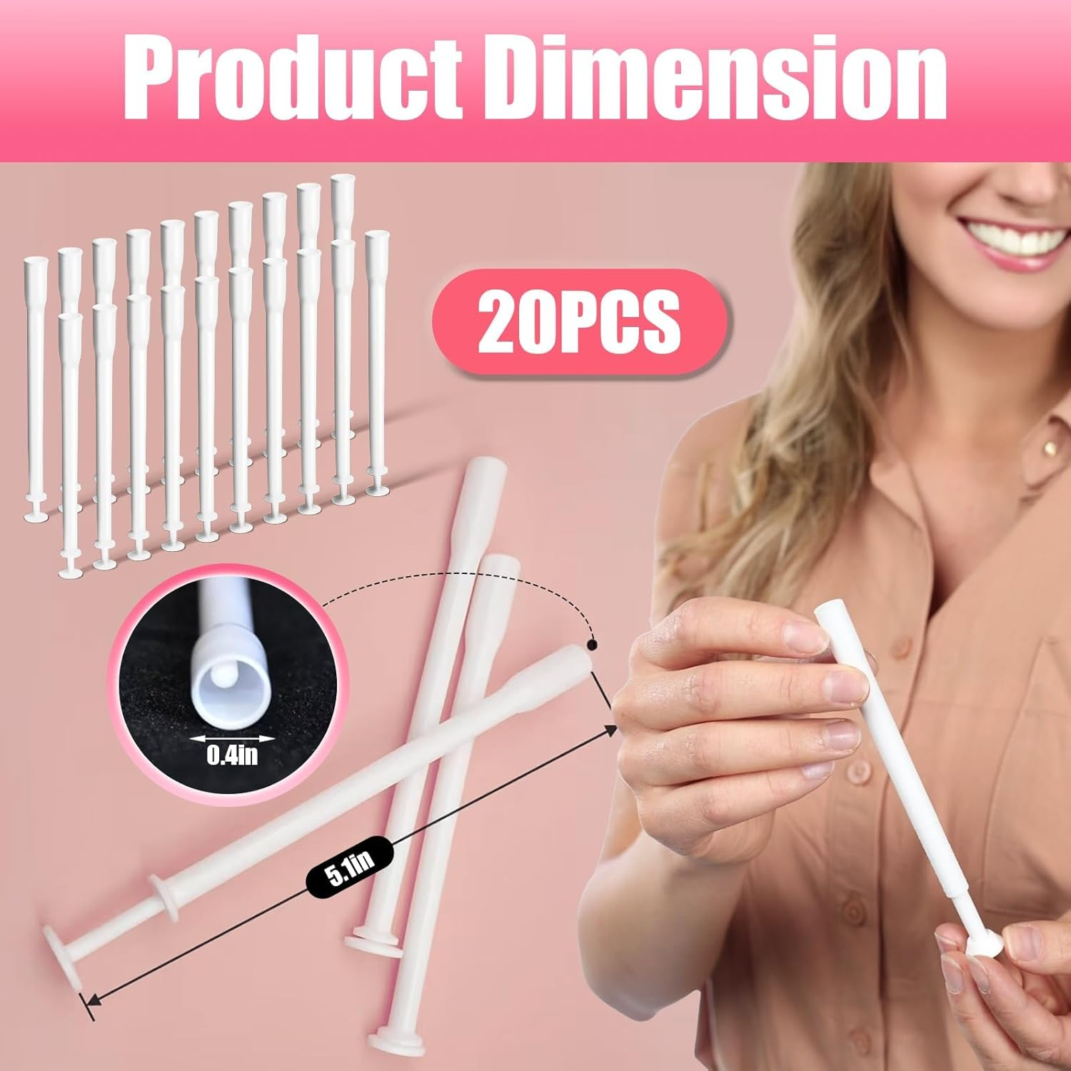 Suppository Applicator, 20 Pcs Vaginal Cream Applicator, Disposable Vaginial Applicators for Most Boric Acid Suppositories, Pills, Tablets and Size 0 and 00 Capsules, Individually Wrapped image number 6