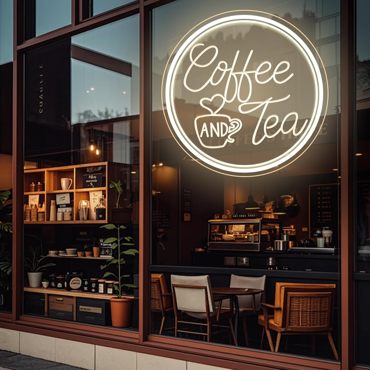 Coffee and Tea Neon Sign Coffee Neon Sign USB LED Sign Coffee Shop Opening Neon Signs Engraved Cafe Signs for Coffee Bar Coffee Station Kitchen Hot Cocoa Cafe Bar Decor