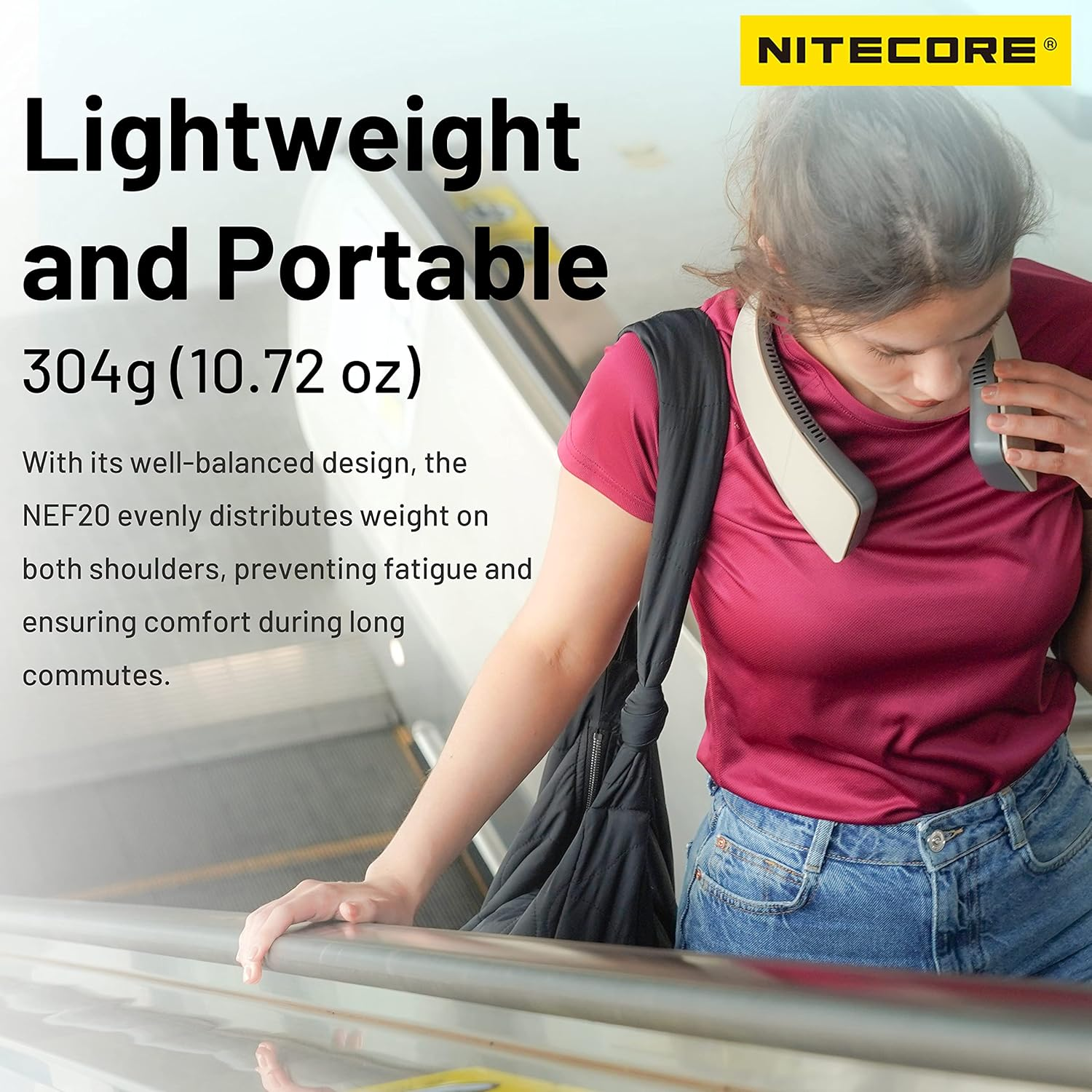 Nitecore NEF20 Portable Bladeless Neck Fan, Wearable Hands Free, 360&deg; Airflow, Brushless Motor 4000Mah Battery image number 5