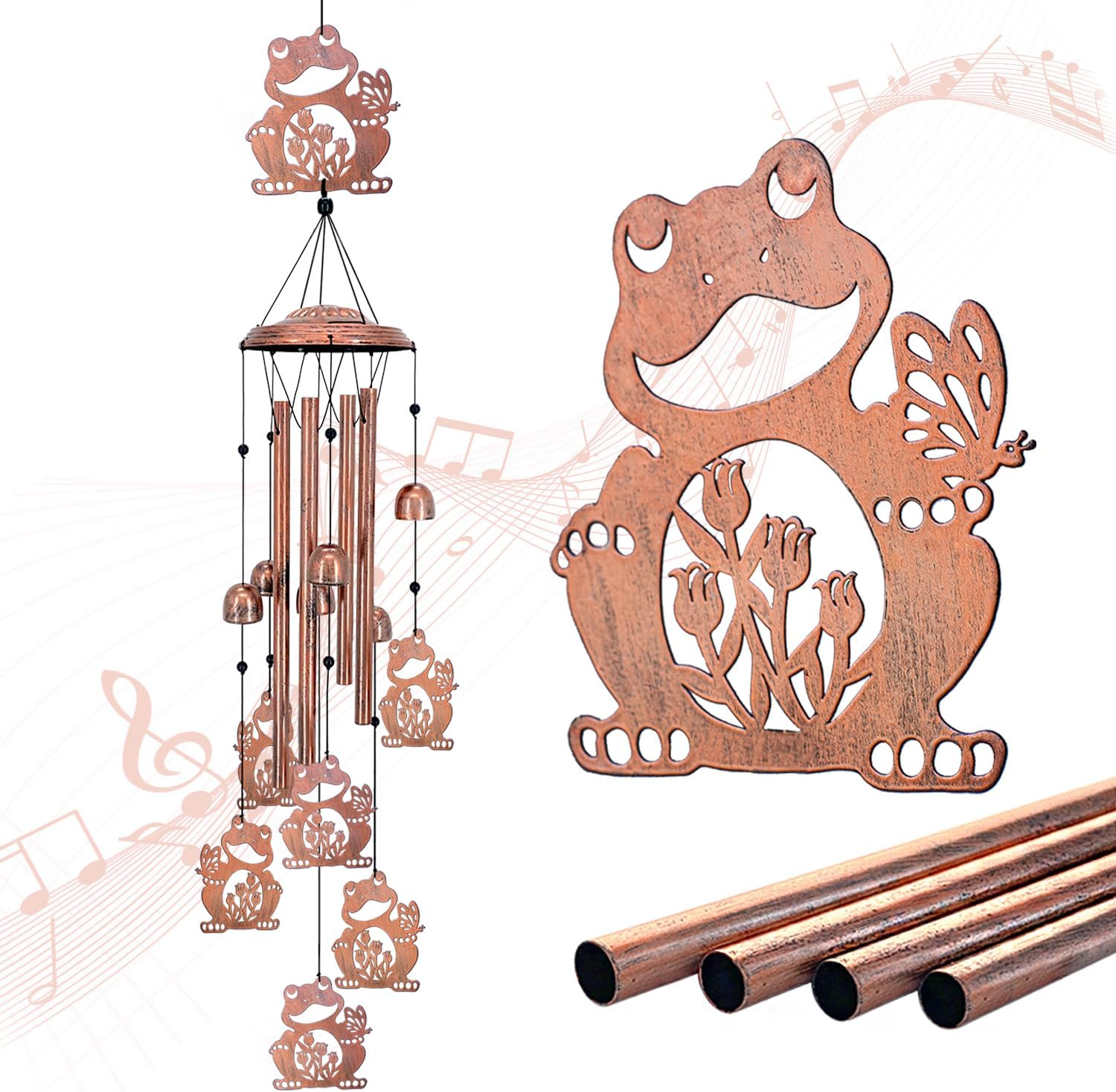 Frog Wind Chimes Outdoor Frog Gifts for Women/Men/Mom/Wife/Grandma Birthday Gifts Memorial Gift Metal Windchimes for Outside/Indoors, Lawn, Patio, Home, Porch, Yard Decor, Garden Decorations image number 6