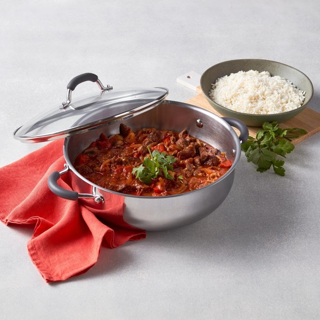 RACO Reliance 32Cm Stainless Steel Wok - Induction Compatible, Dishwasher & Oven Safe, Covered Wok with Tempered Glass Lid, Heat-Resistant Handles, All Stovetops image number 3