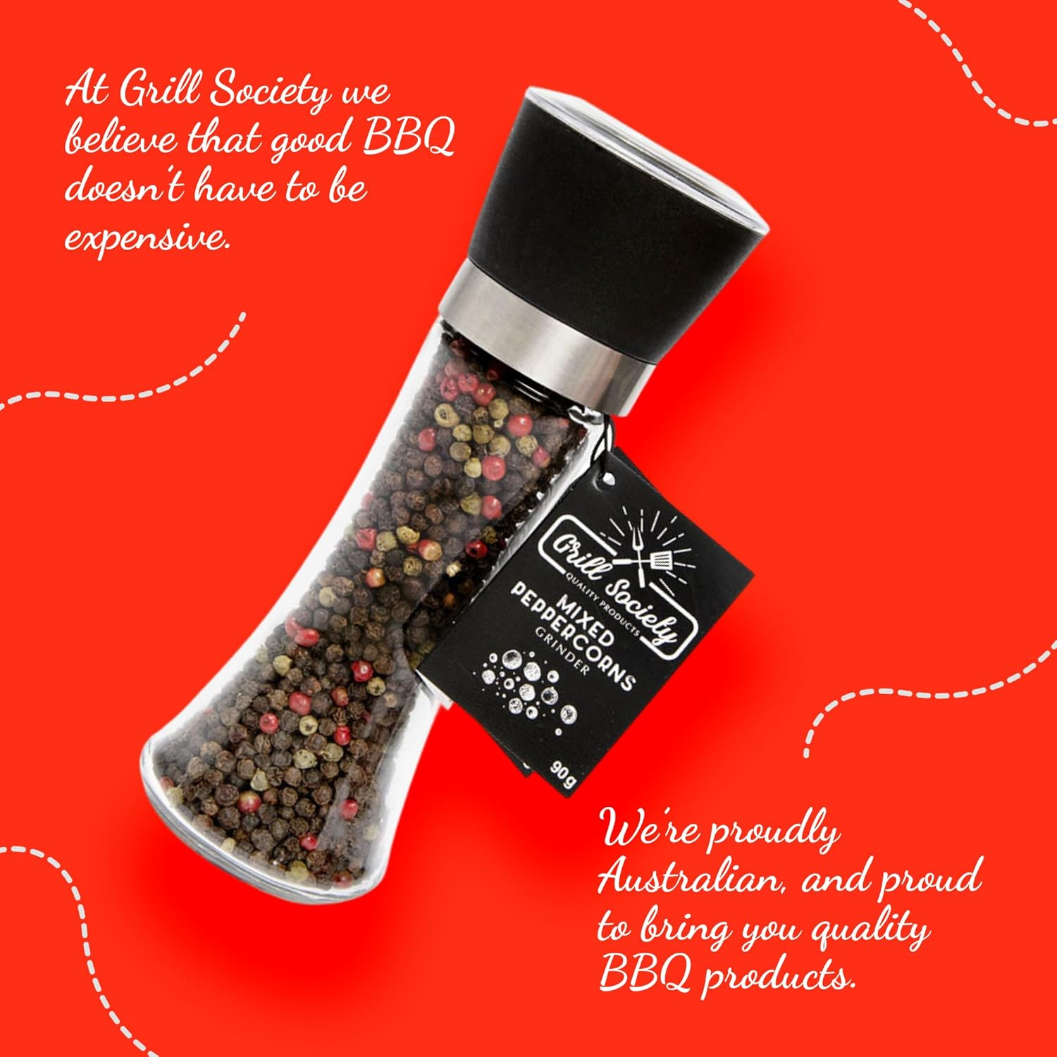 Grill Society Mixed Peppercorns Grinder, 90G - Whole Mixed Peppercorns Spice Grinder with Bold Flavour, Adjustable Pepper Grinder for Cooking, BBQ, Steak, Salads and Everyday Use image number 6