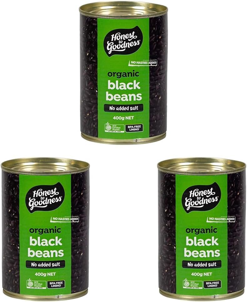 Honest to Goodness, Organic Black Beans, BPA Free (Cooked), 400 Grams - Known as Black Turtle Beans, Ready to Eat! a Great Pantry Staple .No GMO, No Preservatives. image number 3