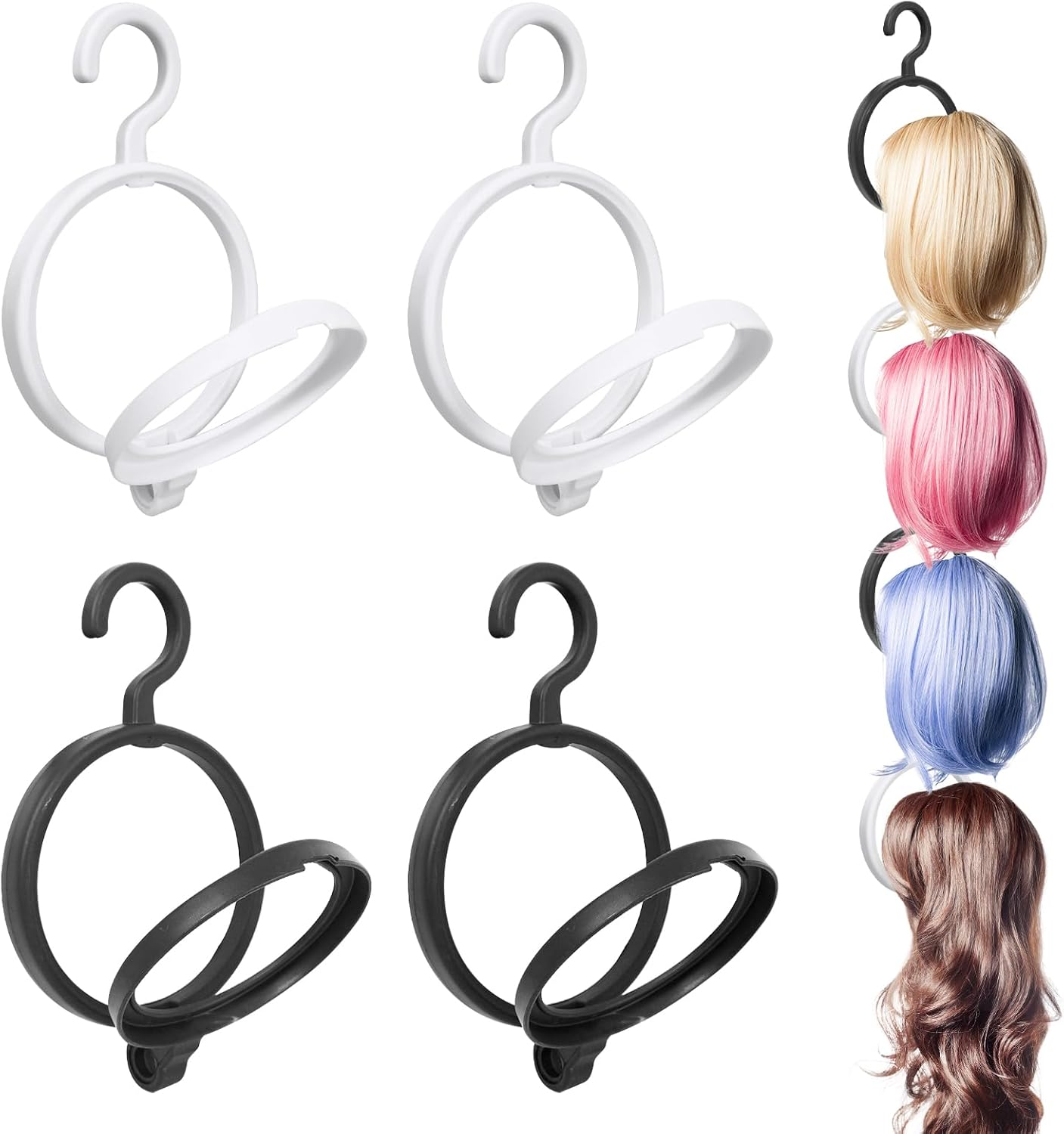 LUOKER 4-In-1 Wig Holder & Stands, Portable Hanger for Multiple Wigs, Stackable, Perfect for Travel & Outdoor Use image number 5