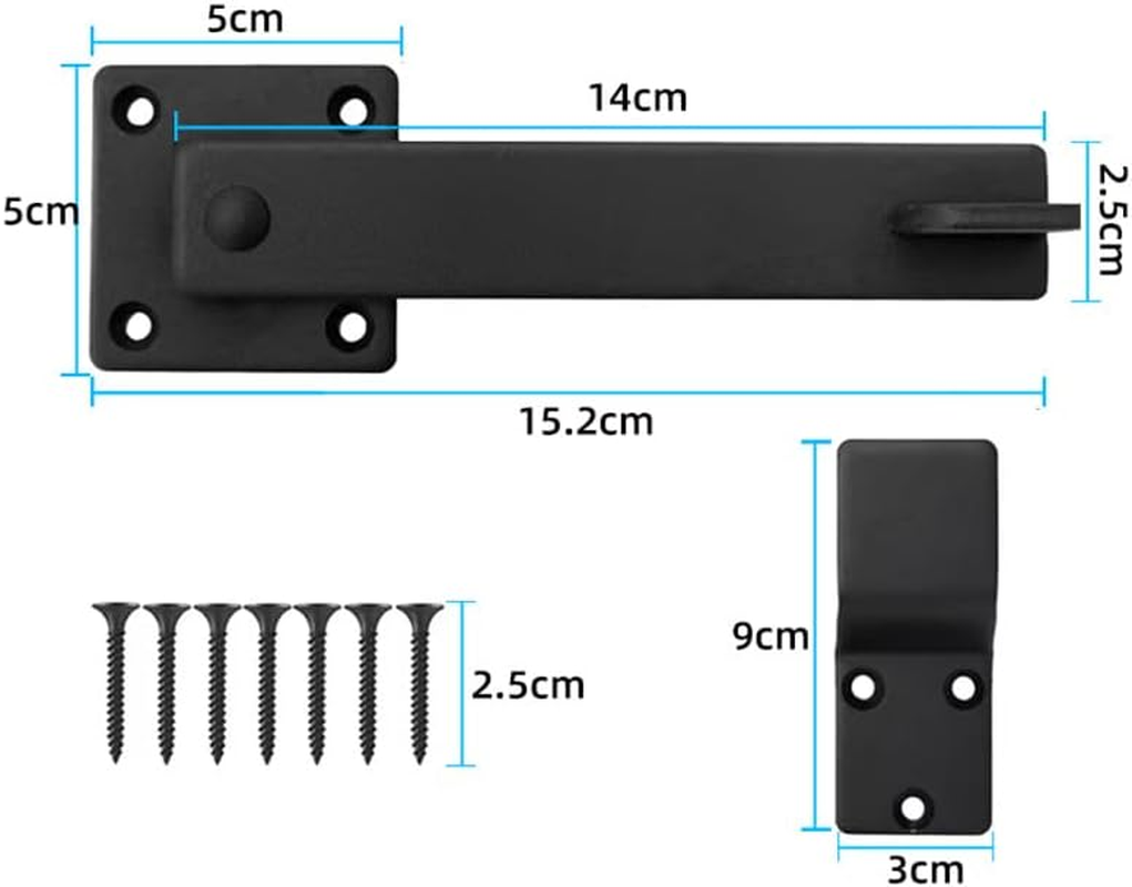 Heavy Duty 6" Barn Door Gate Flip Latch Lock, Study Metal Gate Latch for Outdoor Fence, Shed, Farm Gate, Sliding Barn Door, Provides Extra Security & Privacy, Easy Installation(Black) image number 3