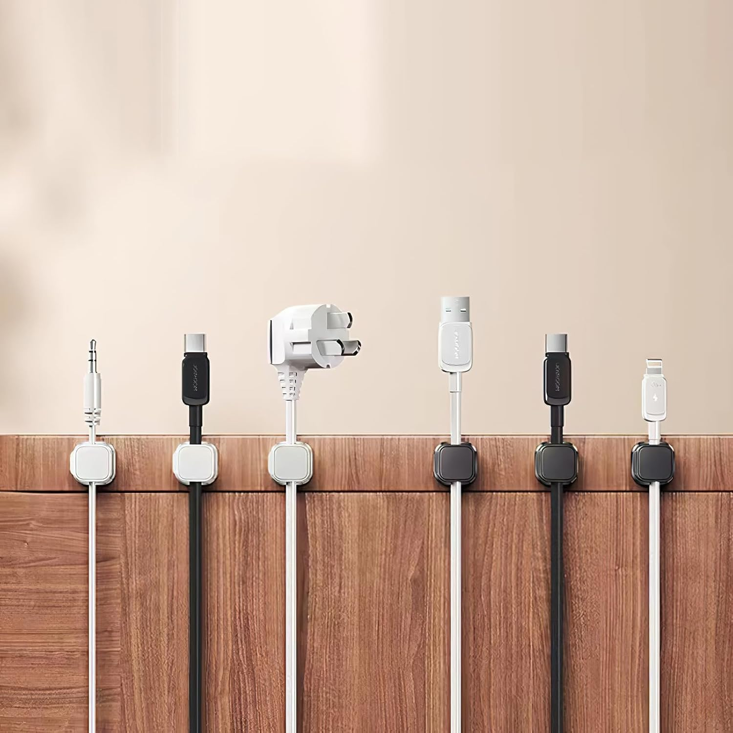 12 Pack Magnetic Cable Clip Organizer Cord Holder, Adhesive Cable Management, Wire Phone USB Charger Cable Holder Keeper Organizer for Car, Office Home Desktop, Wall, Night Table (12 Pack Black) image number 3