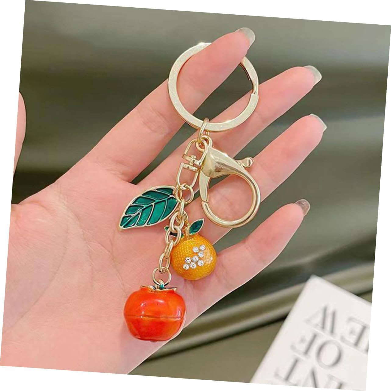 2Pcs Key Chain Pendant Decorative Keychain Accessories Backpack Fruit Pendant Keychain Charms Car Key Chains Car Rhinestone Ornament Crystal Child Bulk Bags image number 6