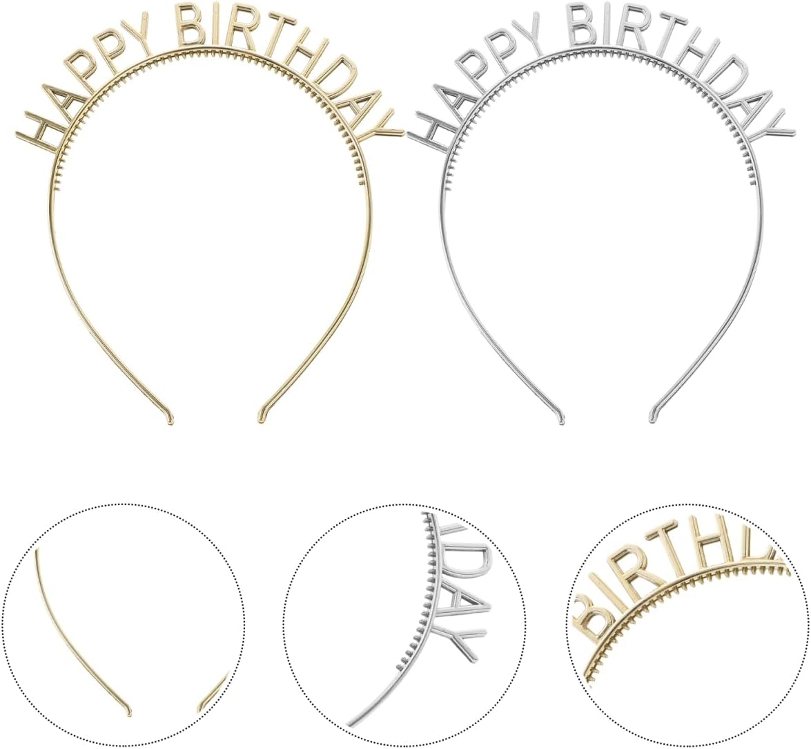 OATIPHO Pack of 10 Happy Birthday Hair Bands Party Decoration Gold and Hair Bands Birthday Accessories Festive Hair