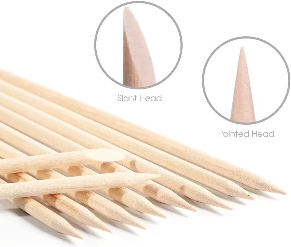 100 Pieces Orange Wooden Nail Sticks - Double-Ended Cuticle Pushers, Nail Cleaners, and Nail Art Tools for Manicure, Pedicure, Gel Polish Removal - Multi-Purpose Professional and Home Use