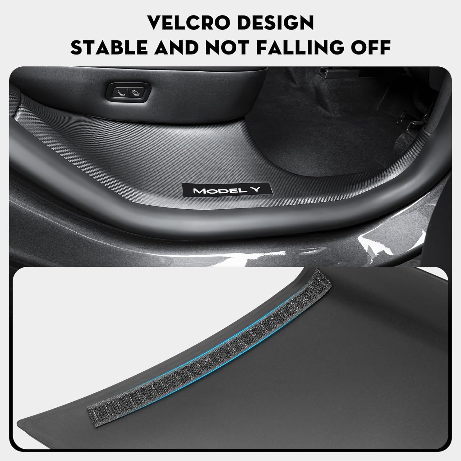 KUNIST 8PCS Door Sill Protector for Tesla Model Y Juniper Door Entry Guard Anti-Kick Full Protect Door Entry Cover for 2025-2026 New Model Y Juniper Interior Accessories(Carbon Fiber Pattern) image number 5