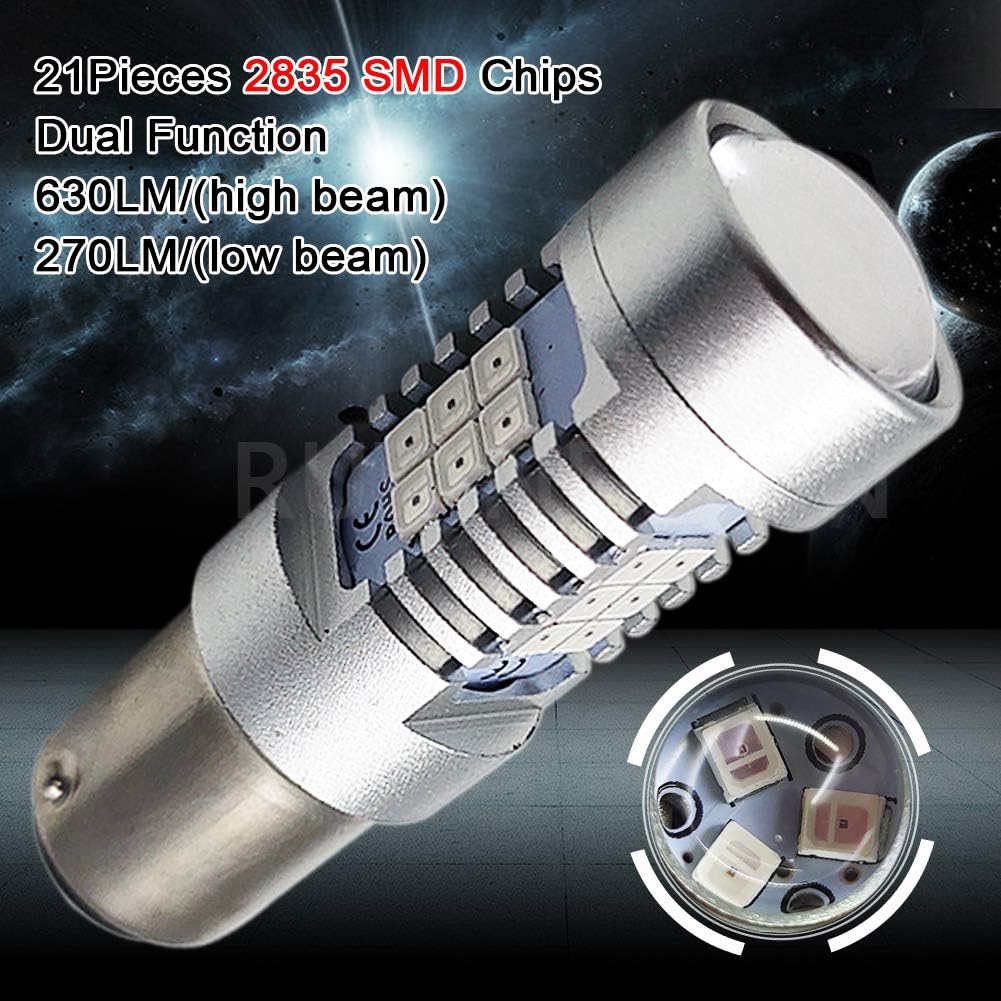 Ruiandsion BAW15D LED Bulb Red PR21/5W S25 High/Low Beam LED Bulb 12-24V 2835 21SMD for Backup Reverse Brake Tail Lights (Pack of 2) image number 4