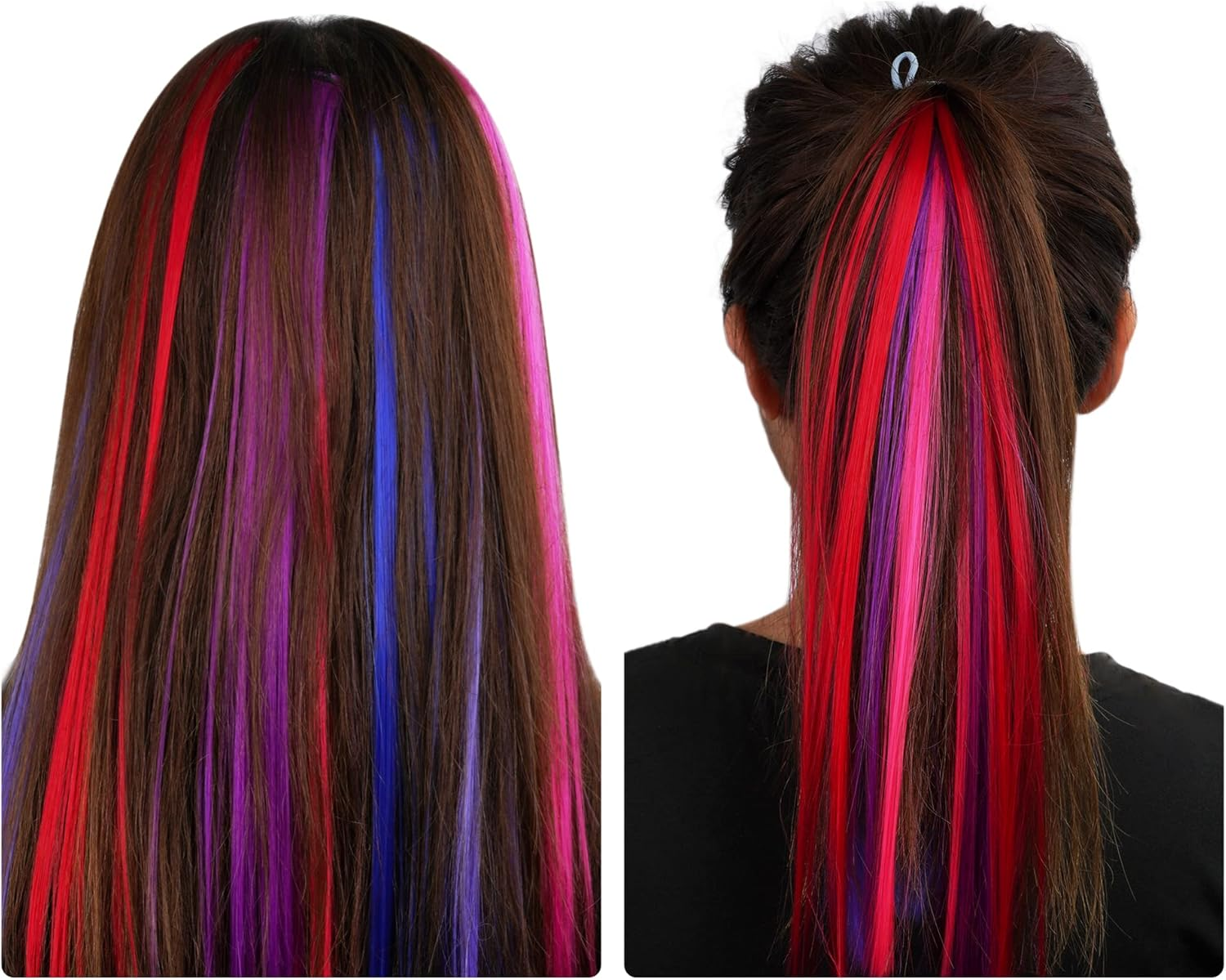 Beauty7 Braiding Hair Extensions Clips Synthetic Fiber Hair Extensions Straight Hairpieces Braid Hair Clips Braiding for Hair Extension for Girls Women 50Cm/20Inch 5 Pcs Hair Accessories Deep Purple - Deep Purple image number 3