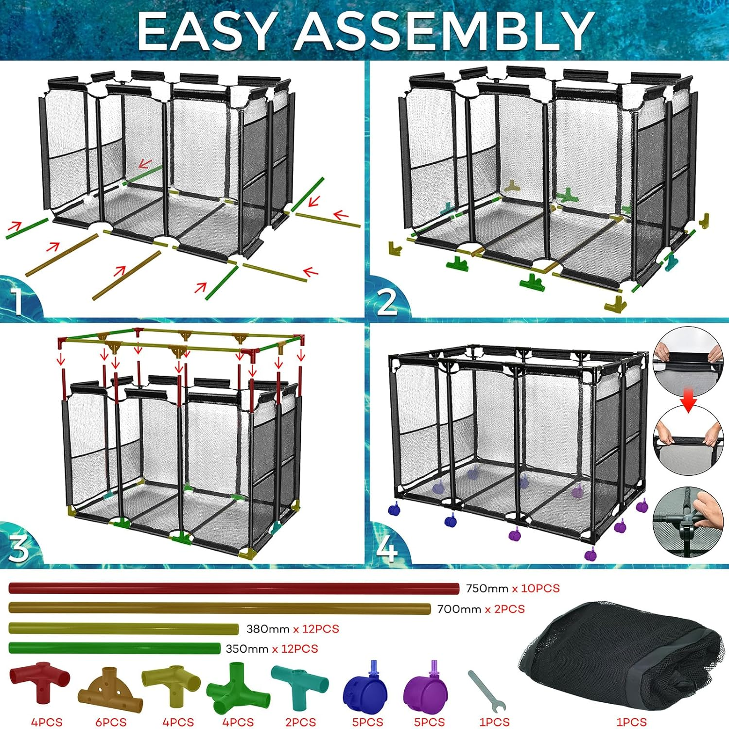 Pool Float Storage Organizer for Pool Noodles Floats Inflatables Towels - Ultimate Outdoor Pool Toy Storage Bin - XXL Black Hduty Metal - Pool Float Holder - Pool Storage Bin for Easy Poolside Cleanup