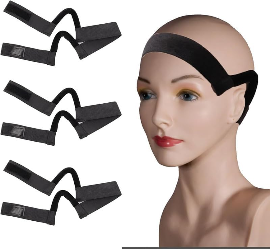 Ear Free Stretchable Adjustable Bands, 3Pcs Ear Free Stretchable Adjustable Straps for Wigs, Breathable Lightweight Fabric Lace Bands for Wigs