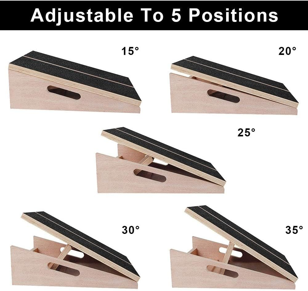Professional Wooden Slant Board, Adjustable Incline Board and Calf Stretcher, Stretch Board - Extra Side-Handle Design for Portability (Black Full Cover) image number 6