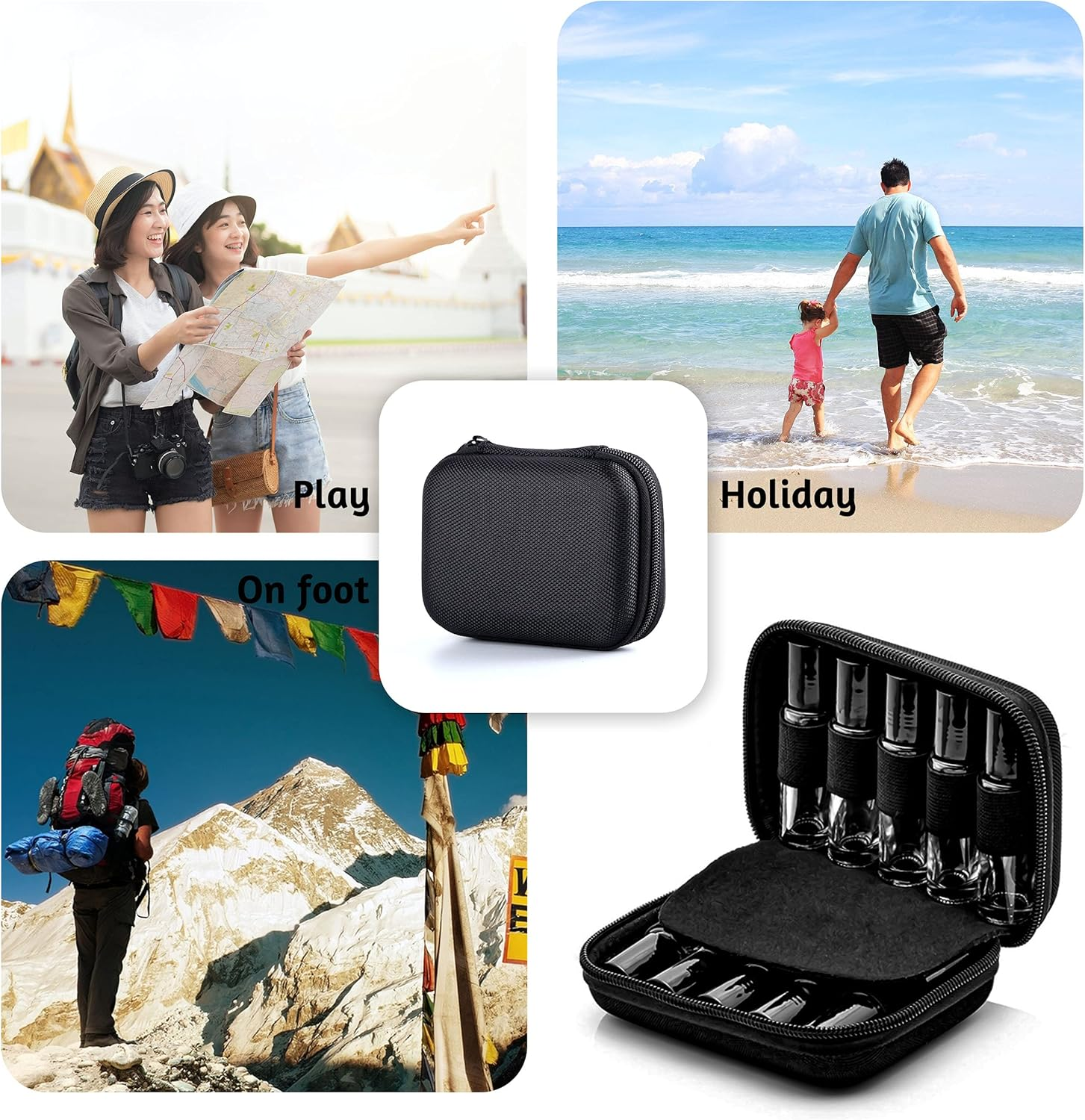 BLLREMIPSUR Essential Oil Carrying Case Holds 10 Bottles (5/10/15Ml), Hard Shell Roller Bottles Storage Bag, Travel Portable Essential Oils Bottles Organizer image number 2