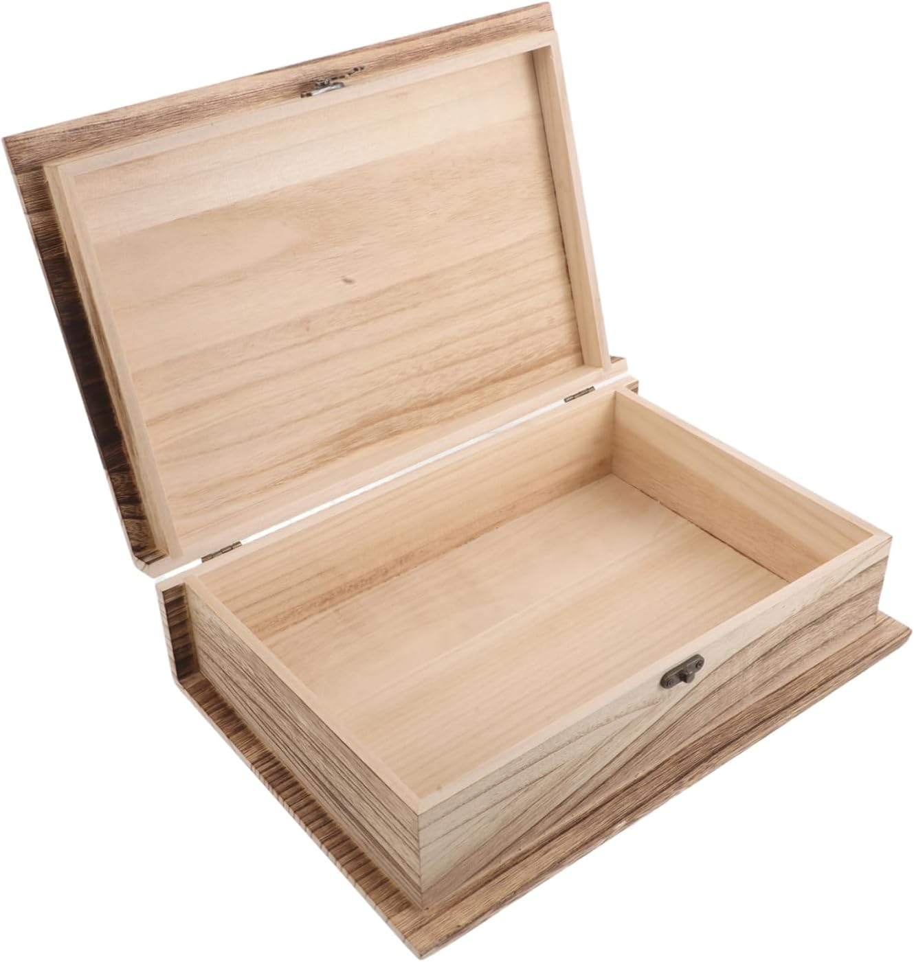 Vintage Wooden Book Storage Box Large Rectangular Keepsake Box Hinged Lid Clasp Lock Rustic Prayer Memorial Storage Case for Home and Office image number 4