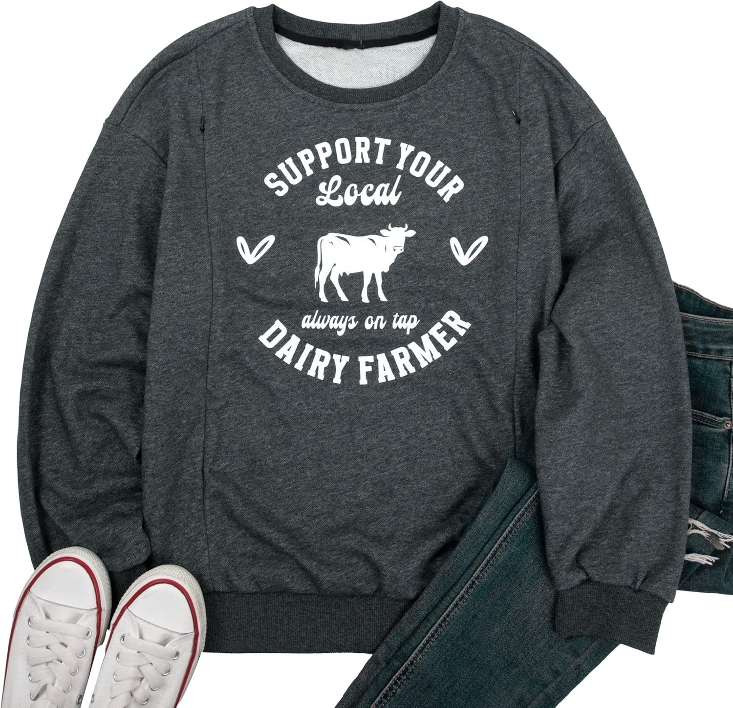 UNIQUEONE Women Nursing Sweatshirts for Breastfeeding Hidden Zipper Maternity Tops Long Sleeve Pullover Casual Clothes image number 4