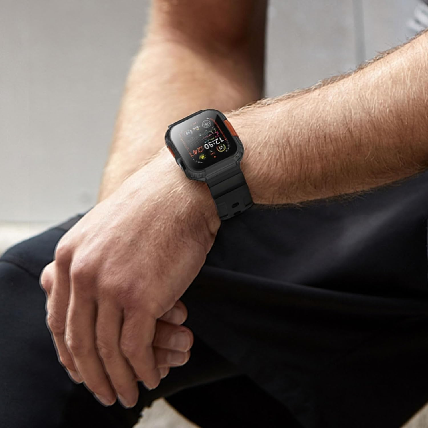 Zumyzu Rugged Waterproof Case for Apple Watch 44Mm Series 6 5 4 SE with Tempered Glass Screen Protector, Hard PC Bumper Protective Cover for Iwatch 44Mm Black Gray image number 6