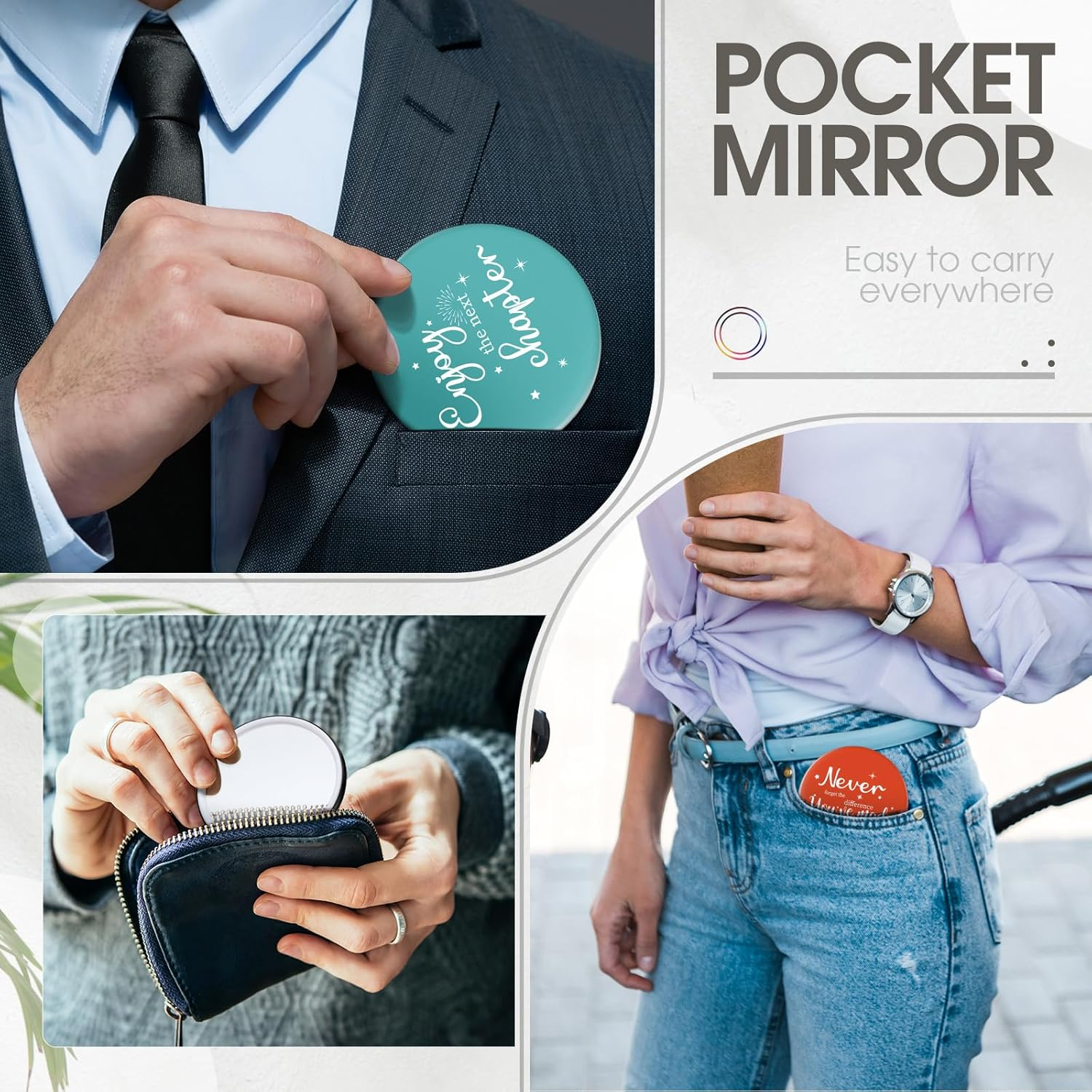 Kigley 48 Pcs Inspirational Compact Mirror for Women Bulk Medical Assistant Gifts 2.8'' Purse Mirror Motivational Office Gift Vet Tech Rad Tech Pharmacy Respiratory Care Coworker (Colorful Base) image number 6