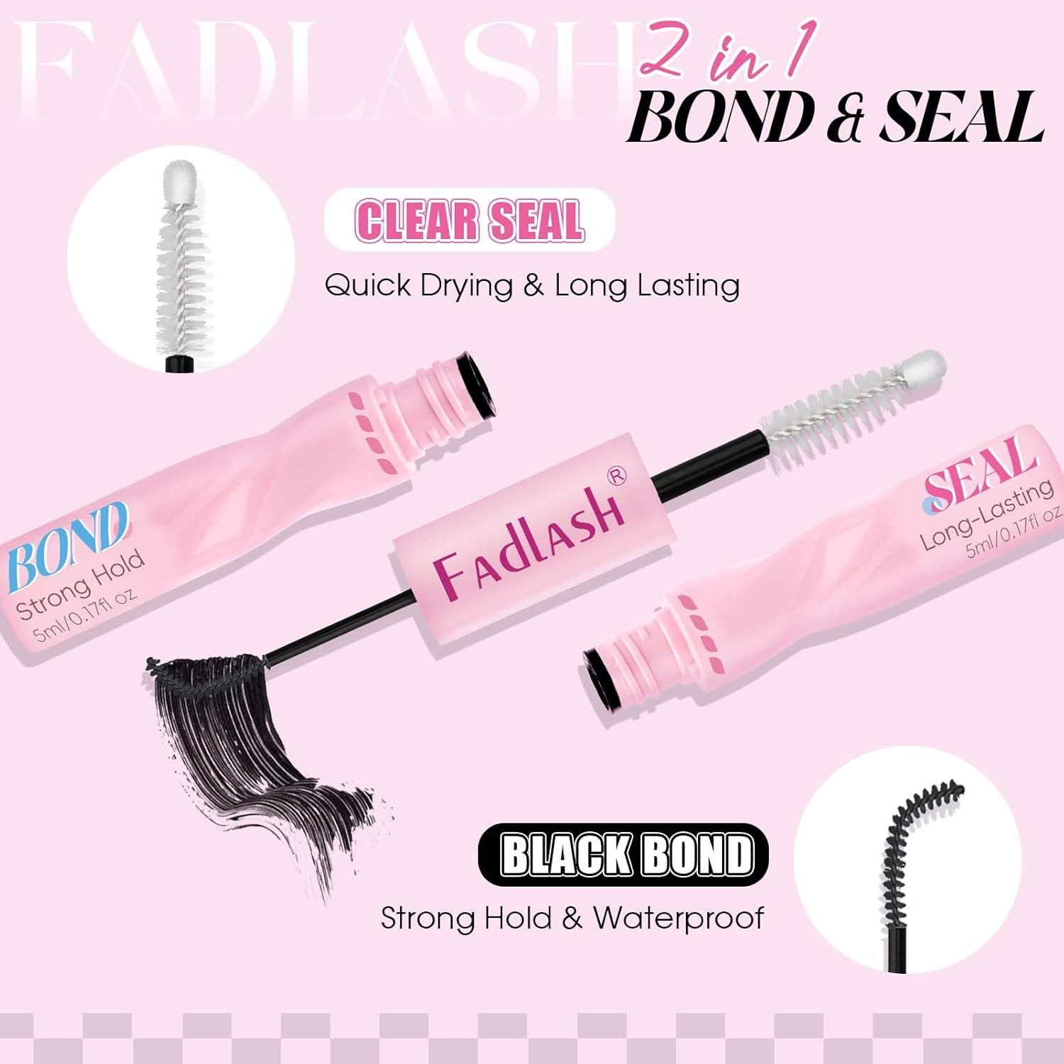 FADLASH Lash Clusters Kit DIY Lashes Extension Kit D Curl 0.07 Wispy Natural Eyelash Extension Clusters with Lash Bond and Seal Lashes Tweezer for Self Application(F32-0.07D, 8-16Mm) image number 2