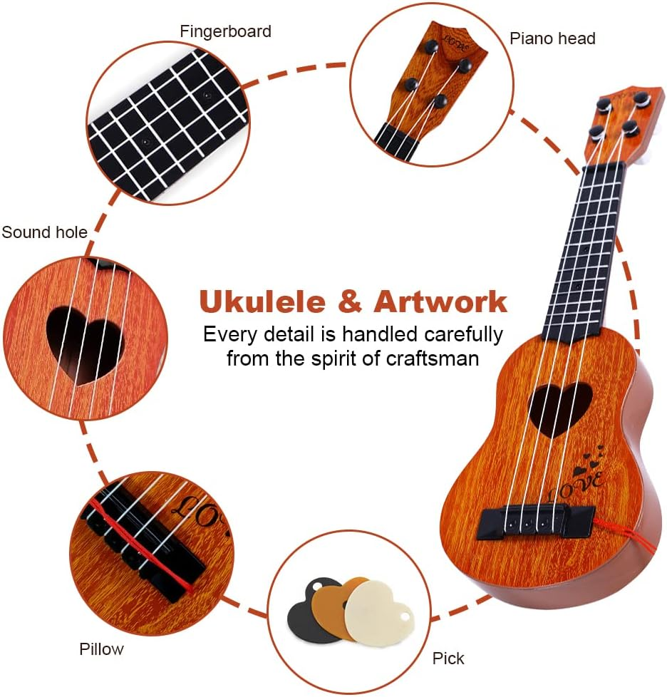 Yzeril Kids Toy Classical Ukulele Guitar Musical Instrument, Brown (Red Pine) image number 1