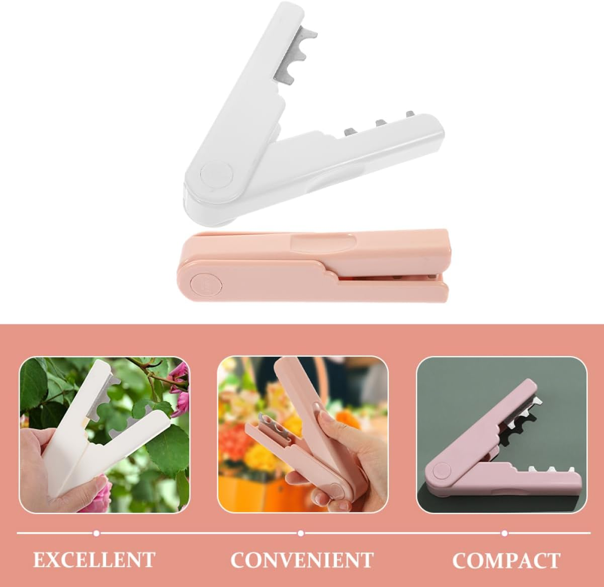 TINEASUR 2Pcs Rose Thorn Stripper Pliers Flower Burr Remover Gardening Hand Tools for Floral Arrangement and Pruning Ivory White Cream Peach image number 2