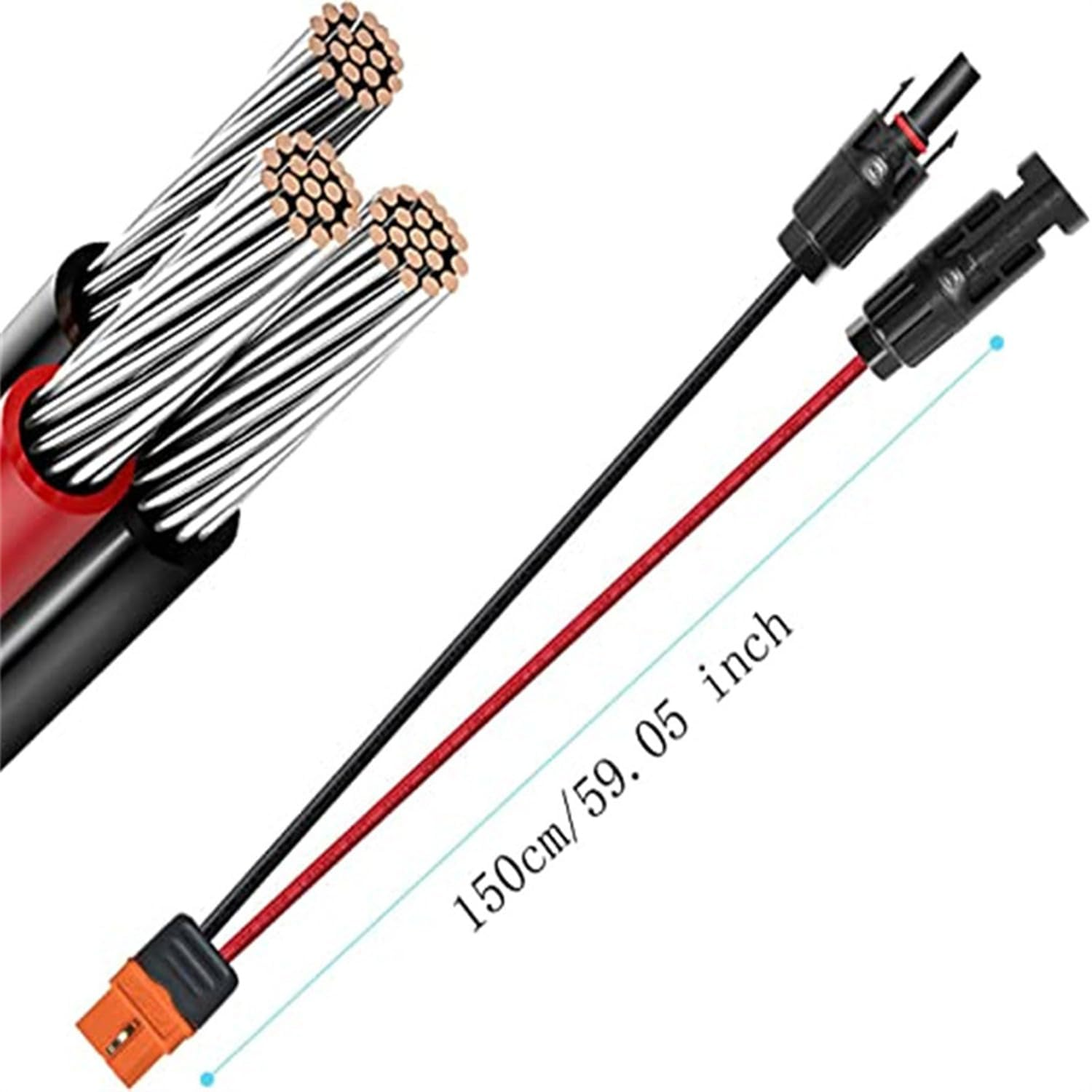 Xt60I Solar Charging Cable 12AWG 5FT - Solar Panel to Lifepo4 Battery Adapter, Heavy Duty Extension Cord for Ecoflow/Delta PRO, RV Off-Grid Solar Generator image number 1