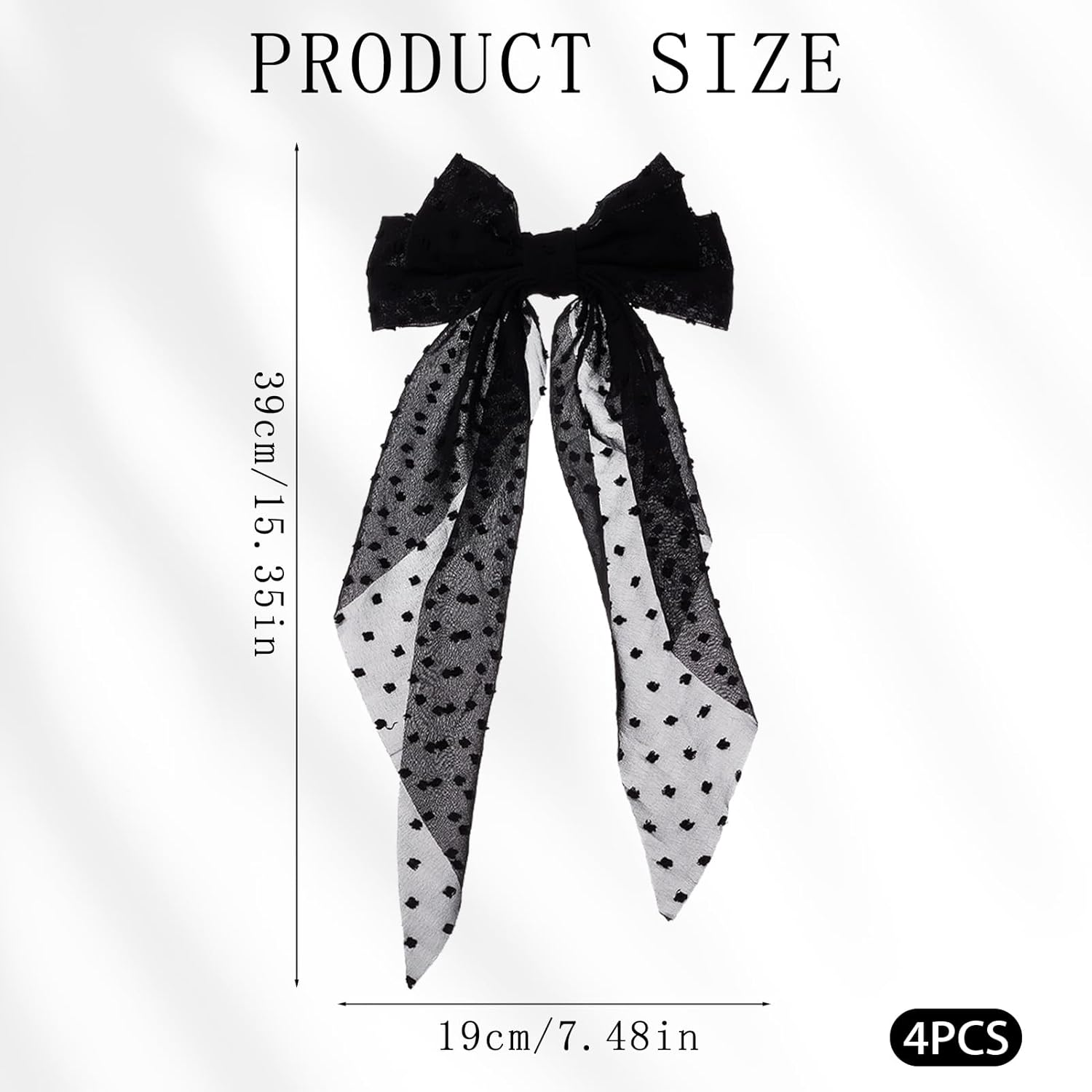 NICENEEDED 4PCS Large Hair Bows, Cute Oversized Ribbon Bows for Women in Beige Light Pink White Black, Hair Barrettes for Different Occasions image number 5