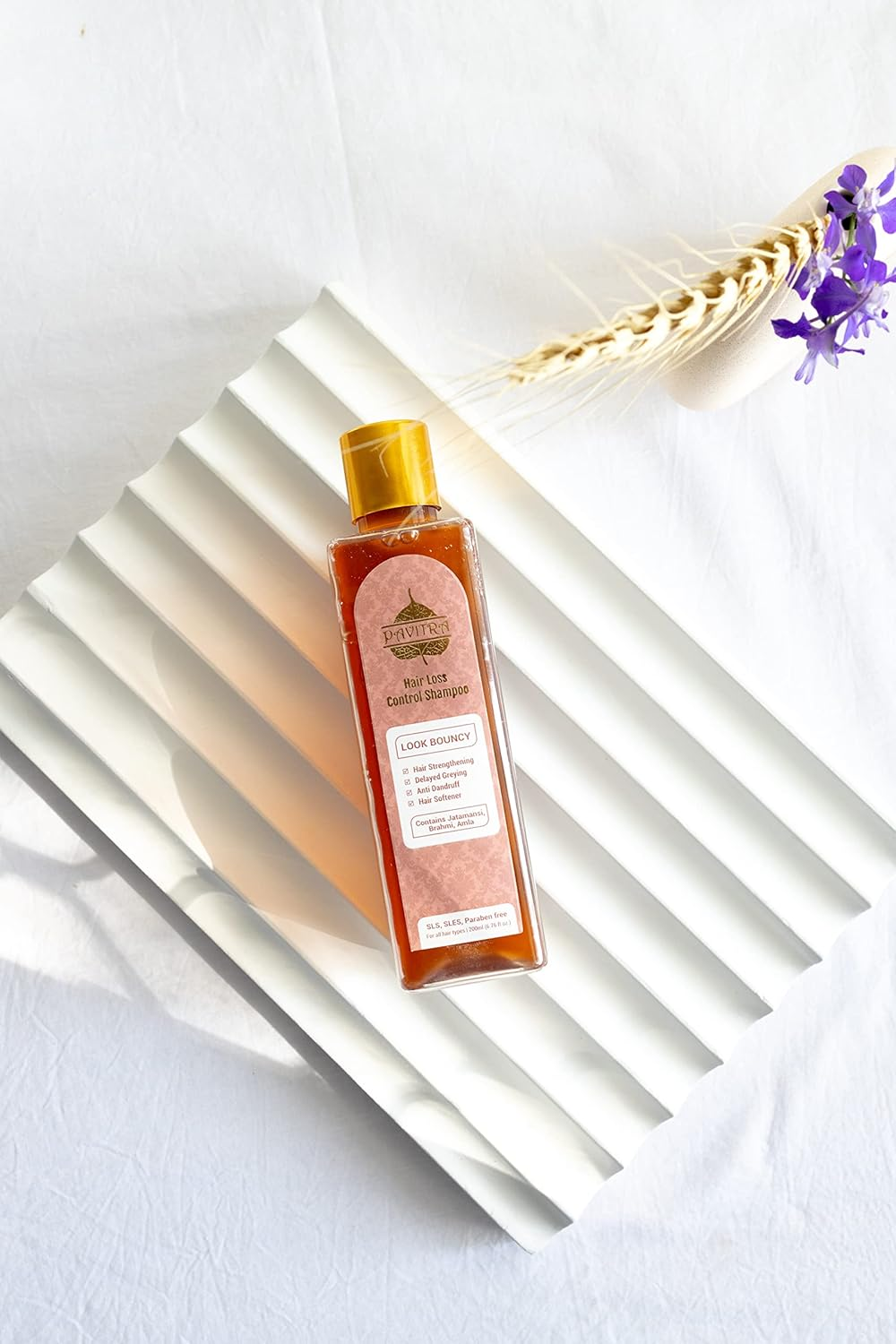 Pavitra+ Hair Loss Control Shampoo with Ayurvedic Formula with Amla, Brahmi, Bhringraj & Herbal Extracts for Deep Hair Nutrition, Thick & Bouncy Hair Growth, 200 Ml (Pack of 1) image number 4