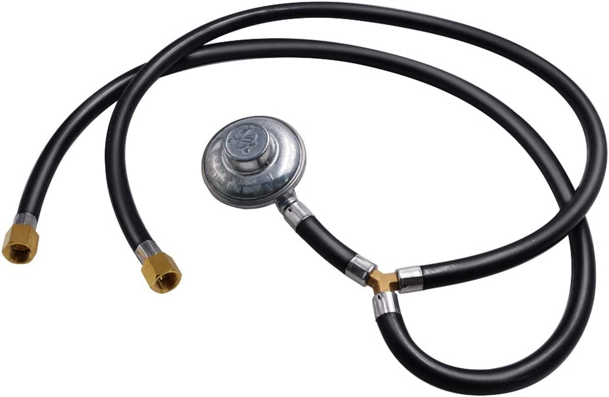 Onlyfire Universal QCC1 Low Pressure Propane Regulator with 12 Ft Hose for Most LP Gas Grill, Patio Heater and Fire Pit Table, 3/8" Female Flare Nut