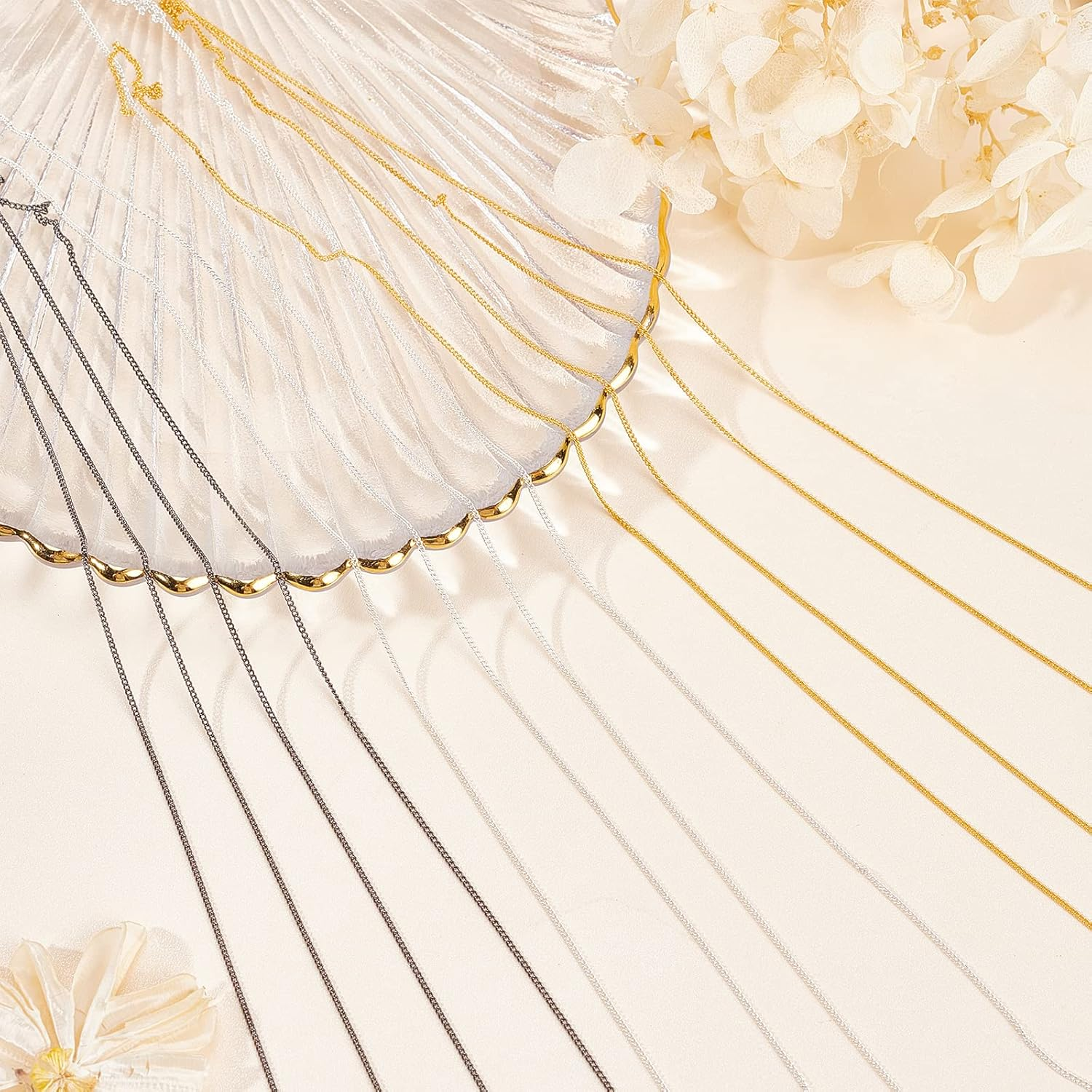 NICENEEDED Metal Nail Art Chains - Jewelry Decorations with Box, 3D Gold, Silver & Black Ornaments, Studs for Manicure & DIY image number 4