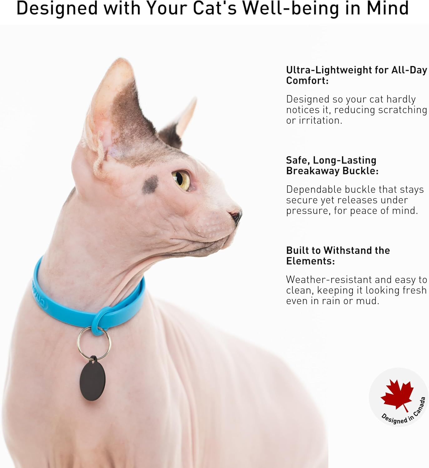 Nuvuq Comfortable, Soft and Light Cat Collar with Breakaway Snap Button (Blueberry Blue) image number 3