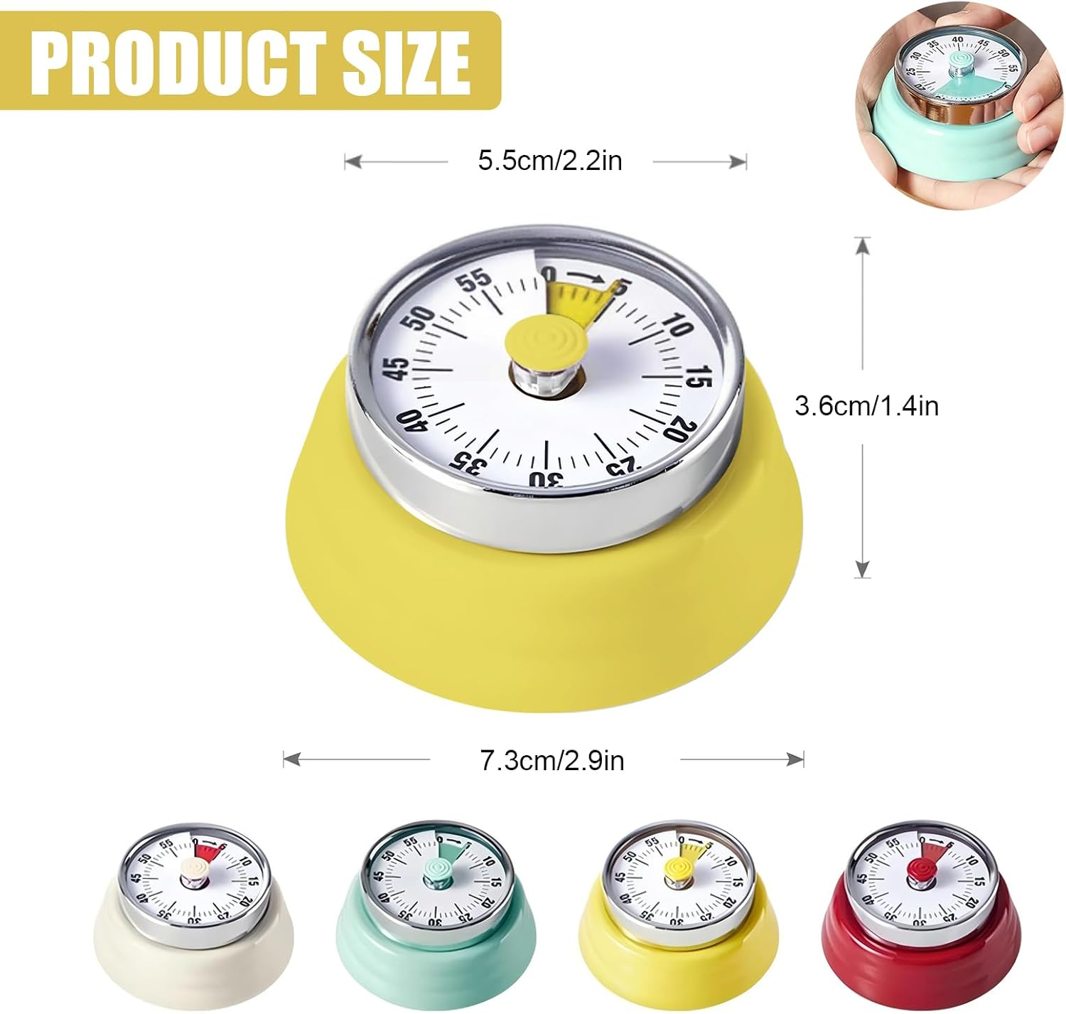 Wind up Kitchen Timers, 60 Minute Mechanical Visual Timer Outlet Magnetic Countdown for Classroom Cooking Fitness Baking Studying Teaching,Home MOD ADHD Tools Homeschool Supplies for Kids Seniors