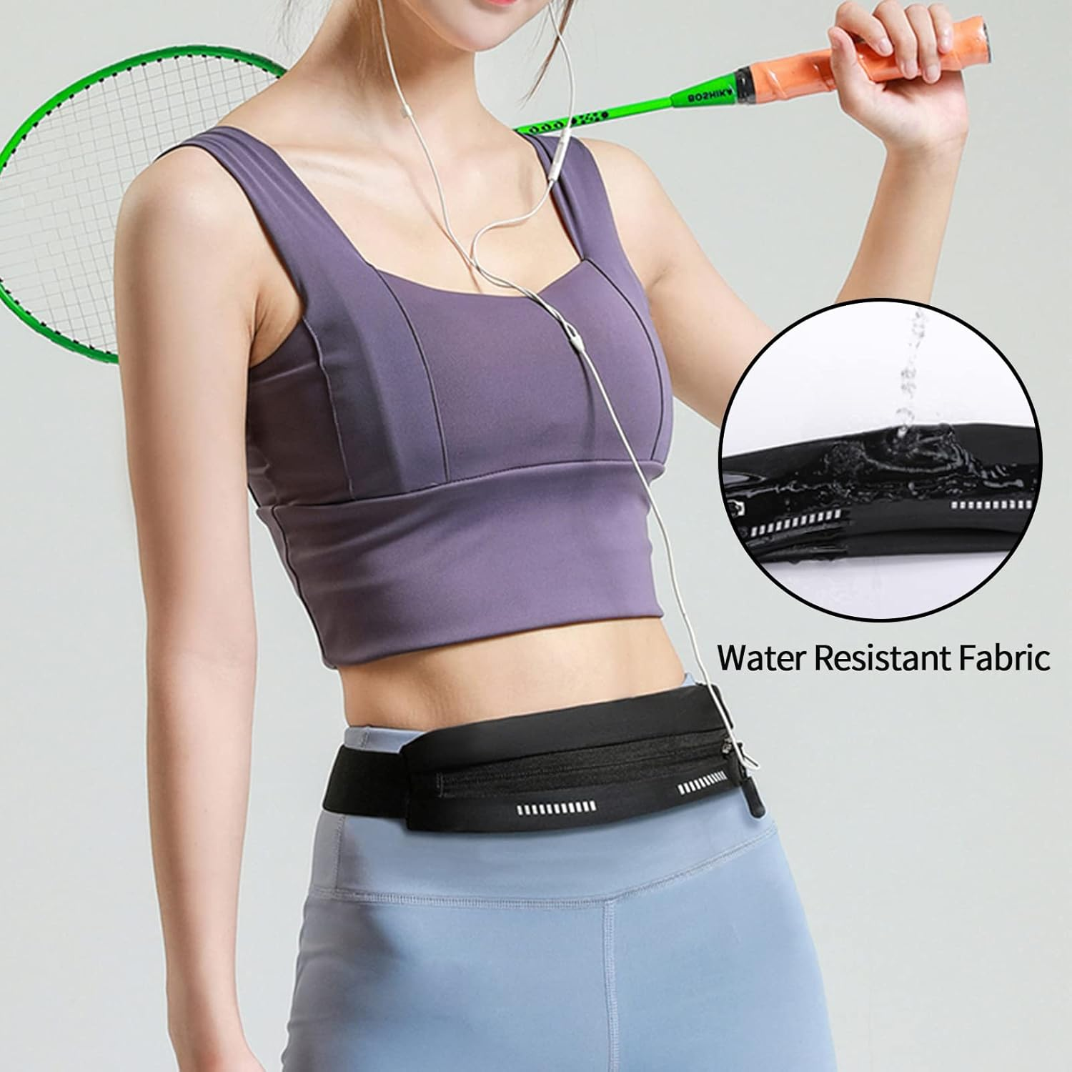 Slim Running Belt Fanny Pack, Exercise Waist Pack for Women and Men, Runners Fanny Pack Phone Holder, Waist Belt for Workout Jogging Hiking Cycling, Money Belt Running Gear Accessories (Black) image number 6
