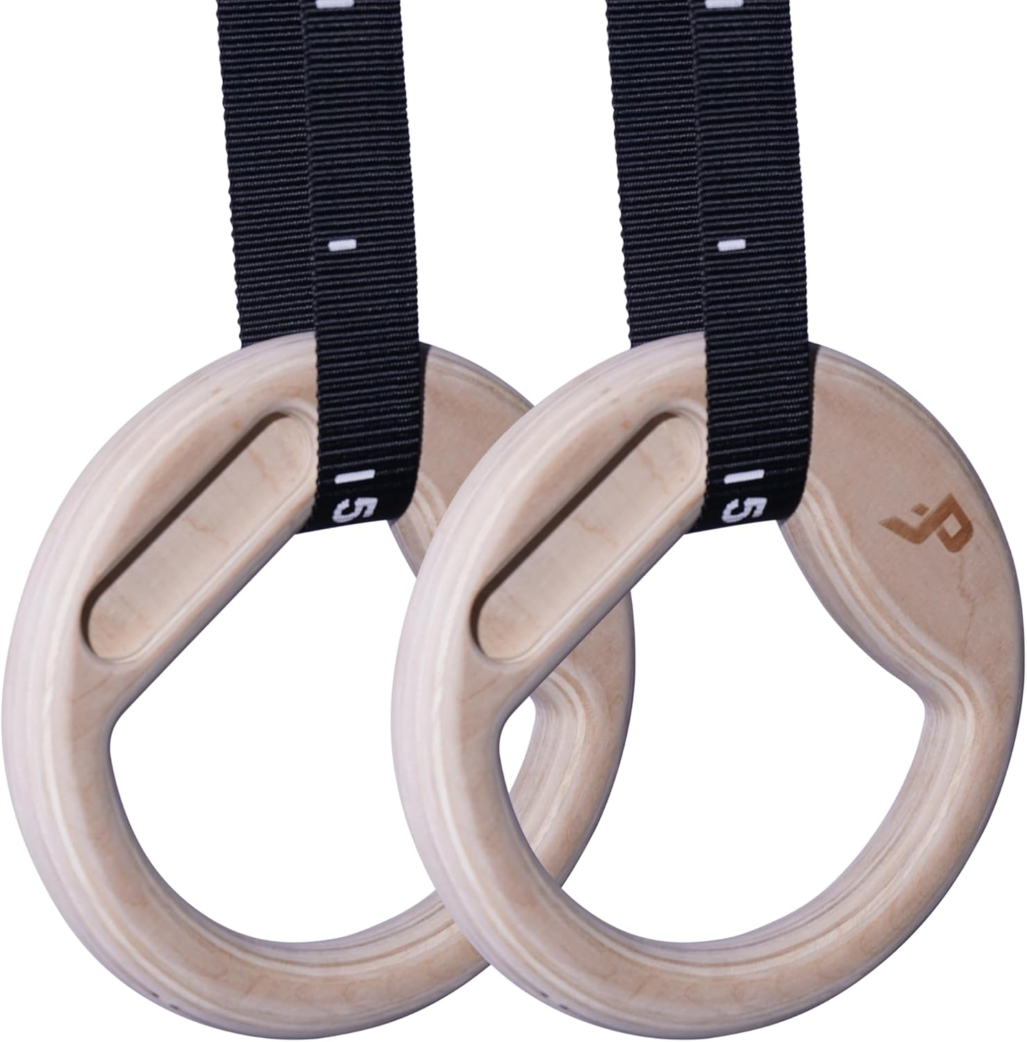 Wooden Gymnastic Rings with Built-In Hangboard &ndash; 32Mm Birch Olympic Rings with 6 Grip Options & Numbered 38Mm Straps &ndash; Calisthenics, Climbing, Bodyweight Training image number 3