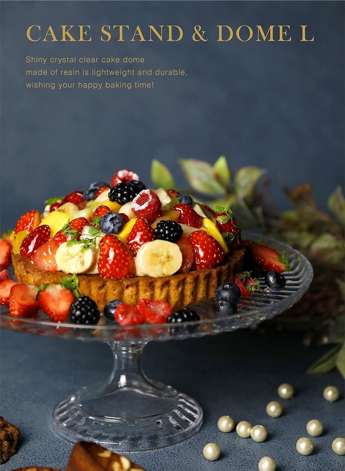 CBJAPAN Cake Stand with Dome Lid [Size 8] Clear Plastic Cake Stand & Dome L UCA