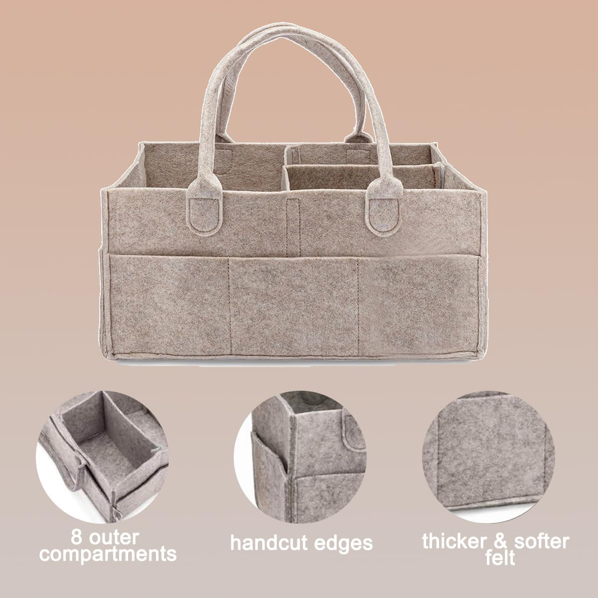 Nursery Storage Bin and Car Organizer for Diapers and Wipes - Oatmeal, Regular image number 1