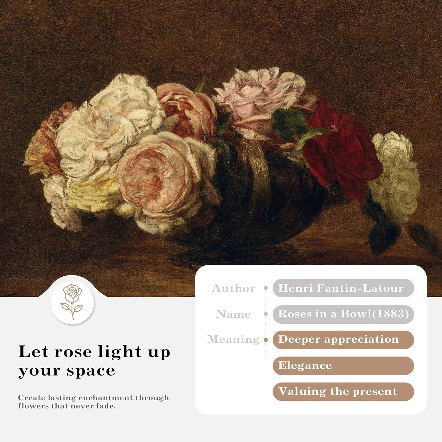 VIOLABBEY Wall Art Framed Gold, Moody Floral Dark Academia Decor, Pink Vintage Oil Painting Flowers Print Botancical Canvas, Retro Aesthetic Artwork for Living Room Bedroom Office Hallway, 8X10 Inch image number 2