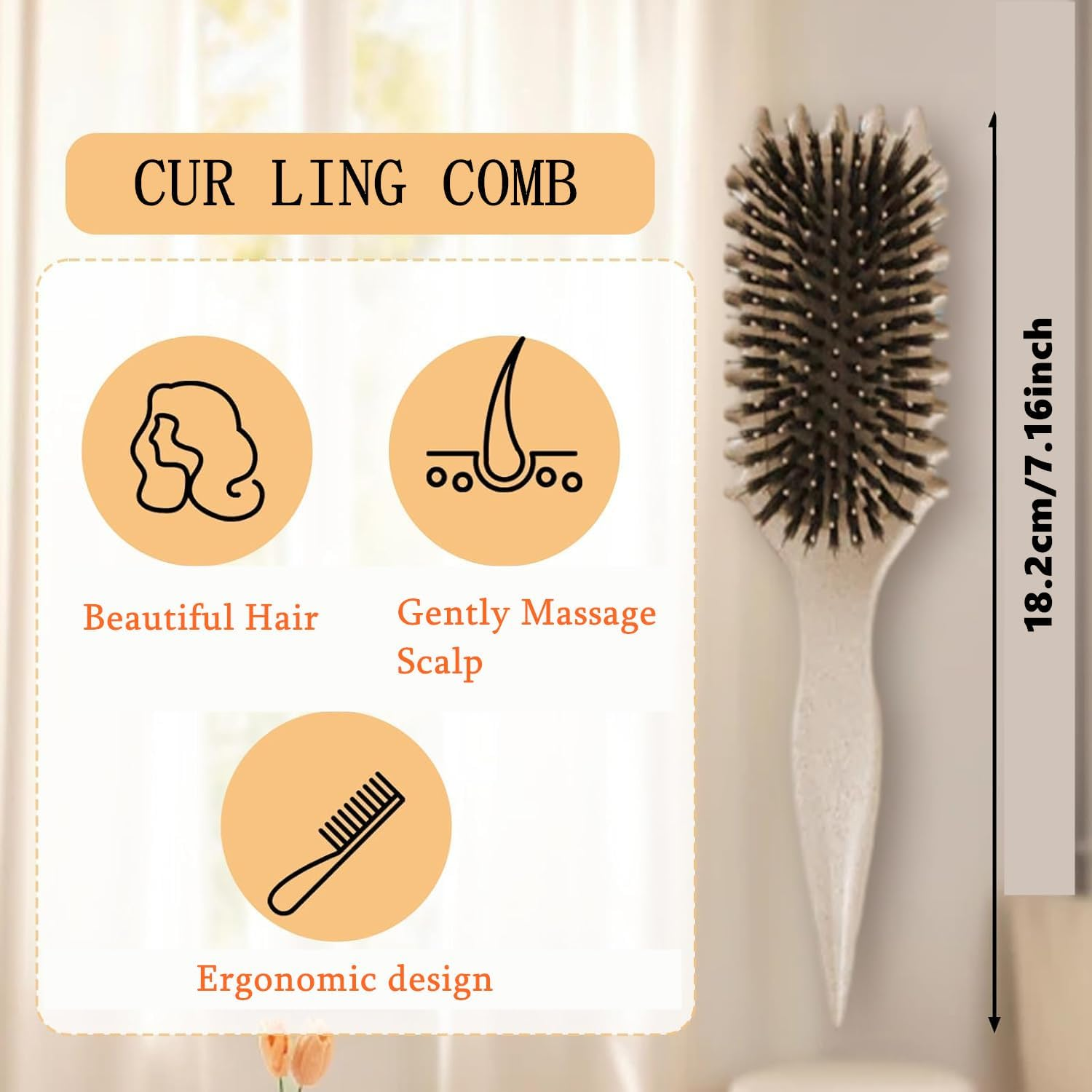 Curl Define Styling Brush, Curling Brush for Men and Women or Hair Salon Com Bing Tool (White) image number 2